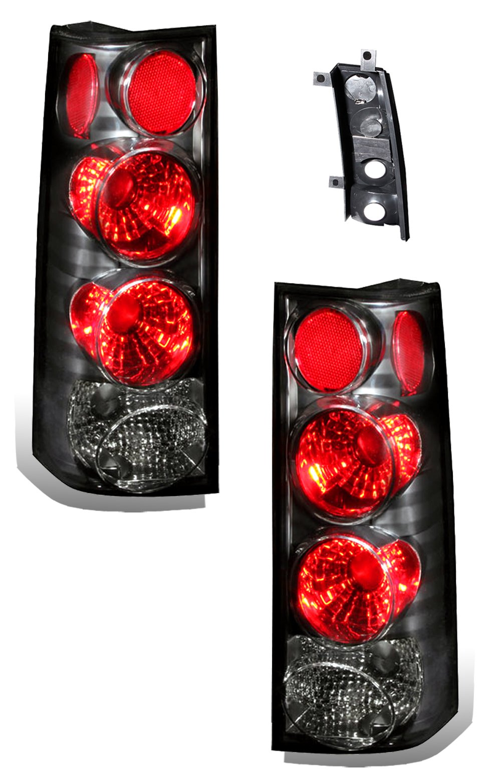 GMC Savana Black Euro Tail Lights Assembly Set - Left Driver & Right Passenger Side Replacement - Perfect for Night Driving & Enhanced Vehicle Style