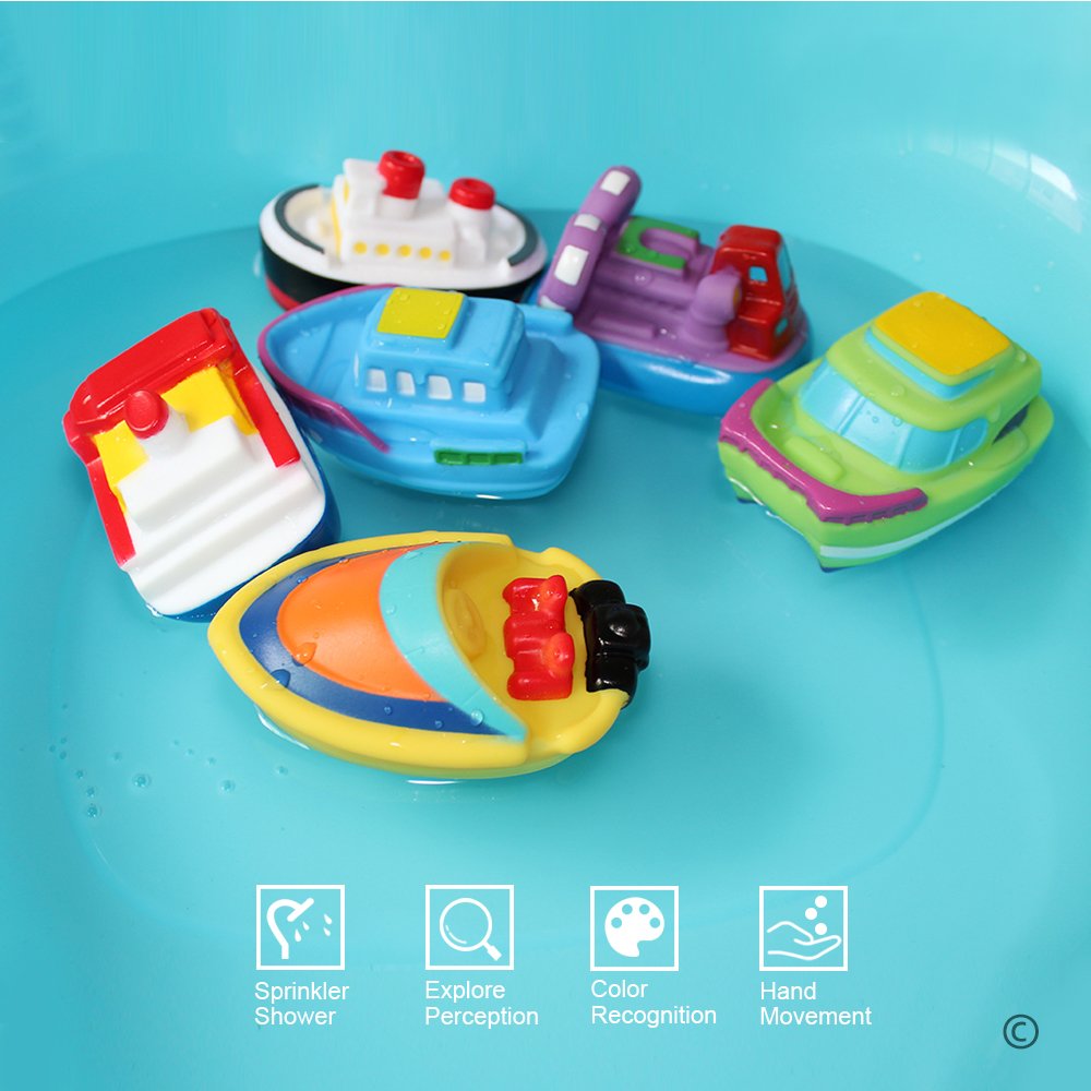 6PCS Floating Bath Toys for Babies - Soft Bathtub Boat, Learning Water & Squirt Toys for Toddlers | Fun Bath Time Play & Early Education