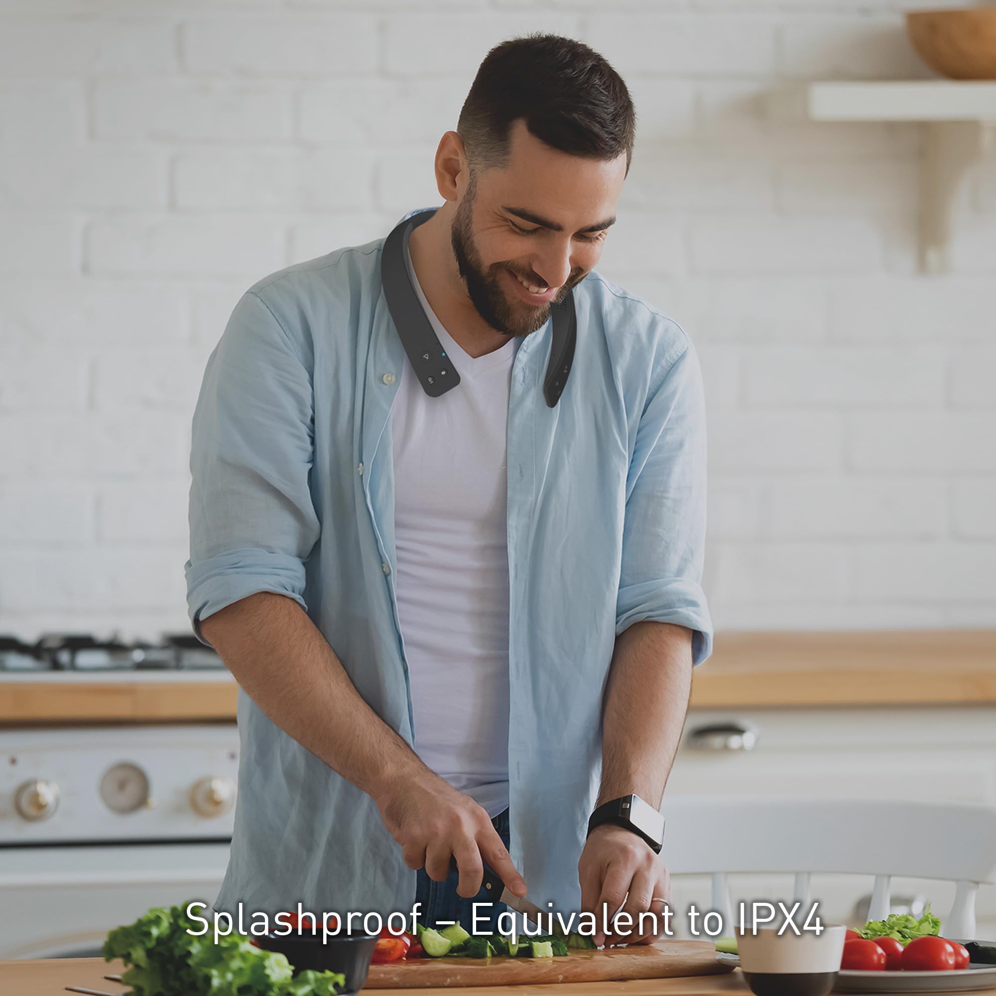 Panasonic WN10 Wireless Wearable Neck Speaker - Bluetooth 5.0, Dual Device Connection, Built-in Mic for Hands-Free Calls, IPX4 Splashproof - Perfect for TV Watching, Gaming, and Outdoor Activities (SC-WN10PP-K)