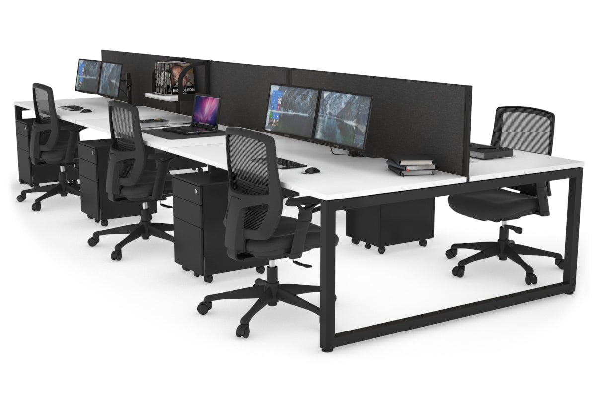 Quadro Loop Legs 6-Person Office Workstation - 1400L x 800W with Cable Management - Perfect for Open Office Layouts & Collaborative Workspaces