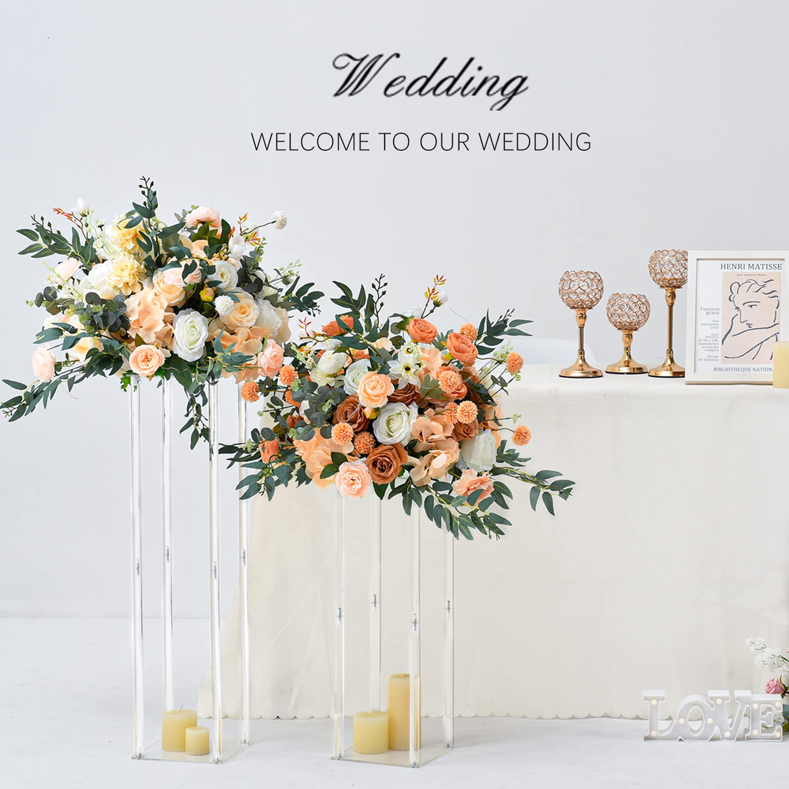 Vincidern 12-Pack Acrylic Wedding Centerpiece Vases - 23.6 Inch Tall Clear Flower Stands for Wedding Tables, Party Decor, and Special Events | Perfect for Wedding Receptions, Bridal Showers, and Banquet Table Decorations