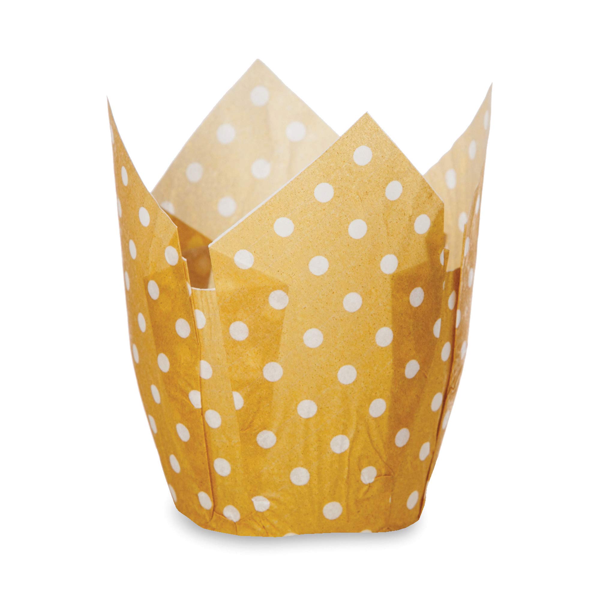 TG0038 Honey Dot Tulip Baking Cups - 100 Pack | Disposable Cupcake Liners for Muffins, Cupcakes & Party Desserts | Perfect for Baking, Birthday Parties & Holiday Treats