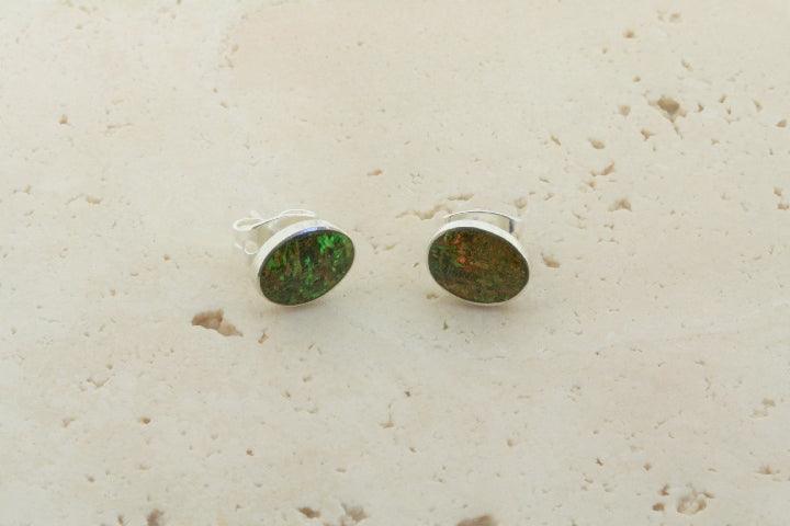 Natural Opal Stud Earrings - Oval Yellow Mix Gemstone Jewelry for Women | Perfect for Parties, Weddings & Everyday Wear