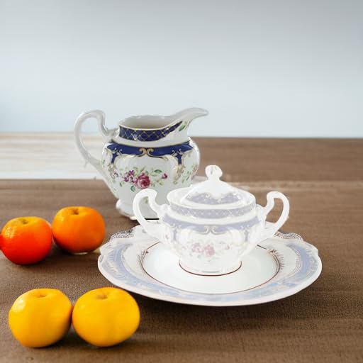Navy Rose Porcelain Creamer for English Tea - Elegant Tea Accessory for Afternoon Tea & Coffee Serving