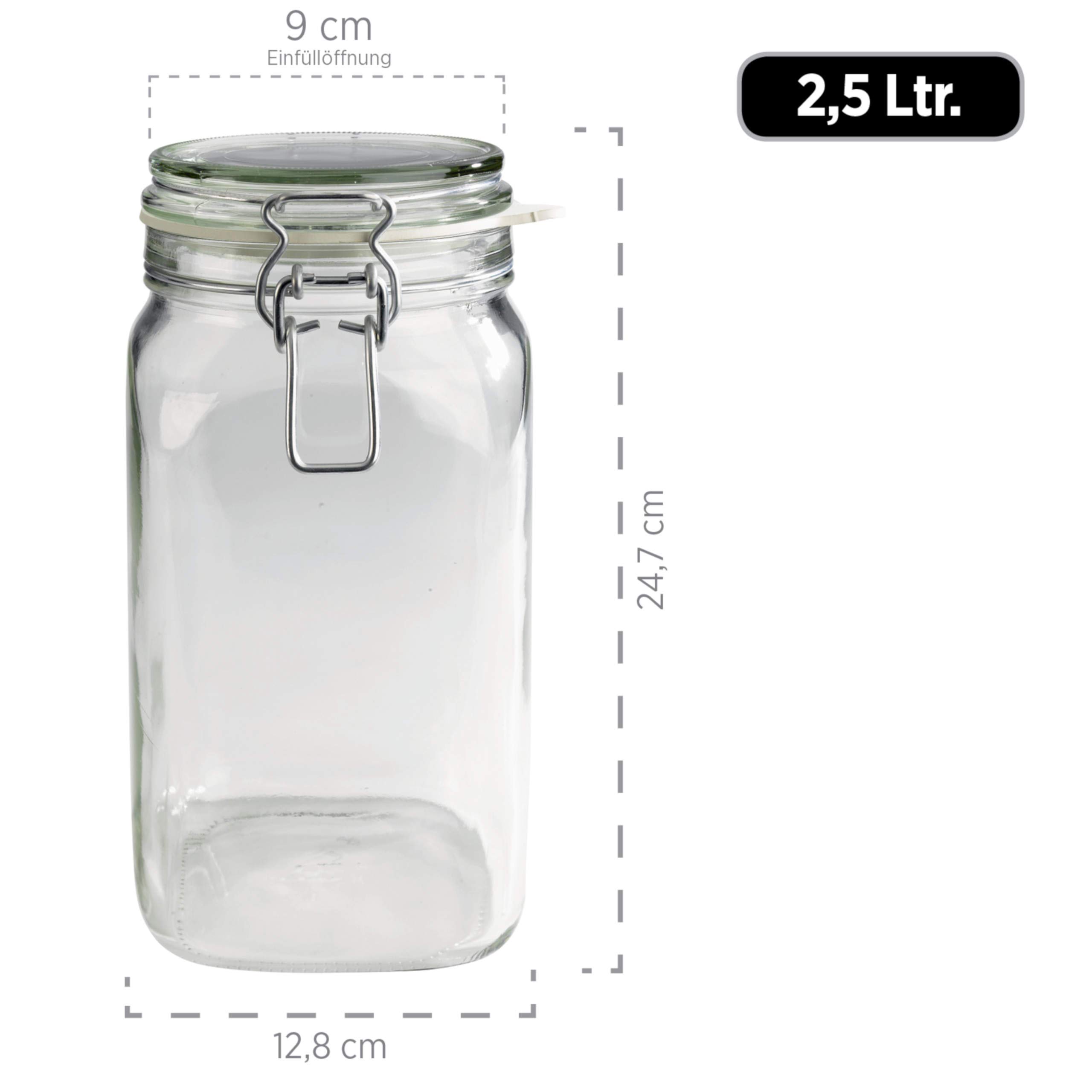 Gothika Series 6-Pack 2.5L Medium Swing Top Storage Jars with Gherkin Clip - Airtight Glass Containers for Pickles, Fermented Foods, Dry Goods & Pantry Organization - Perfect for Home Canning, Meal Prep & Kitchen Storage