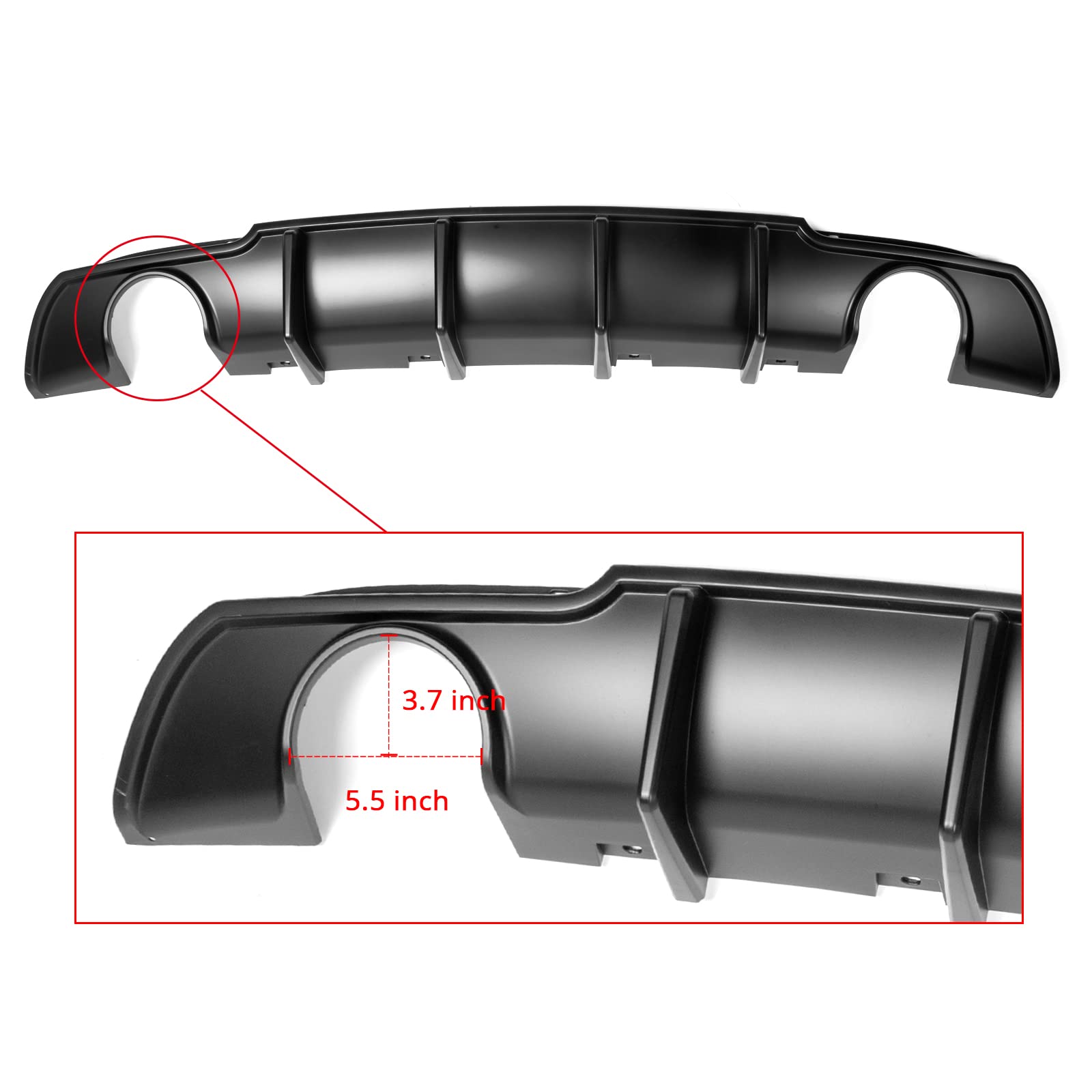 FREEMOTOR802 Rear Diffuser Compatible with 2015-2023 Chrysler 300 - Shark Fin Style Matte Black PP Lower Valance Bumper Lip - Upgrade Your Car's Rear Appearance for Street Racing & Show Cars