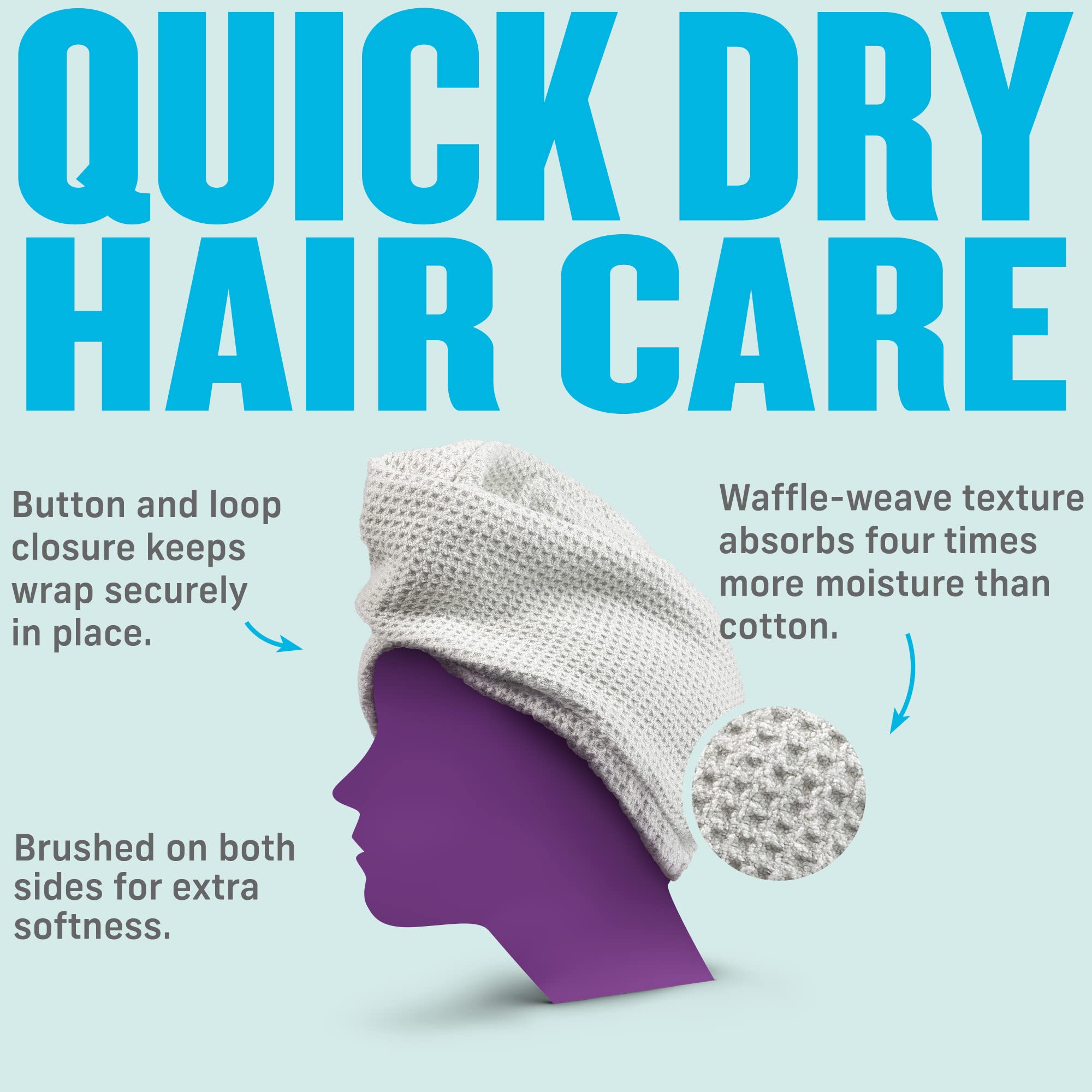 Premium Microfiber Hair Towel Wrap - Ultra Absorbent Quick Dry Hair Turban for Women & Men | Gentle on Hair, 100+ Wash Durability | Perfect for Post-Shower, Gym, Swimming & Travel