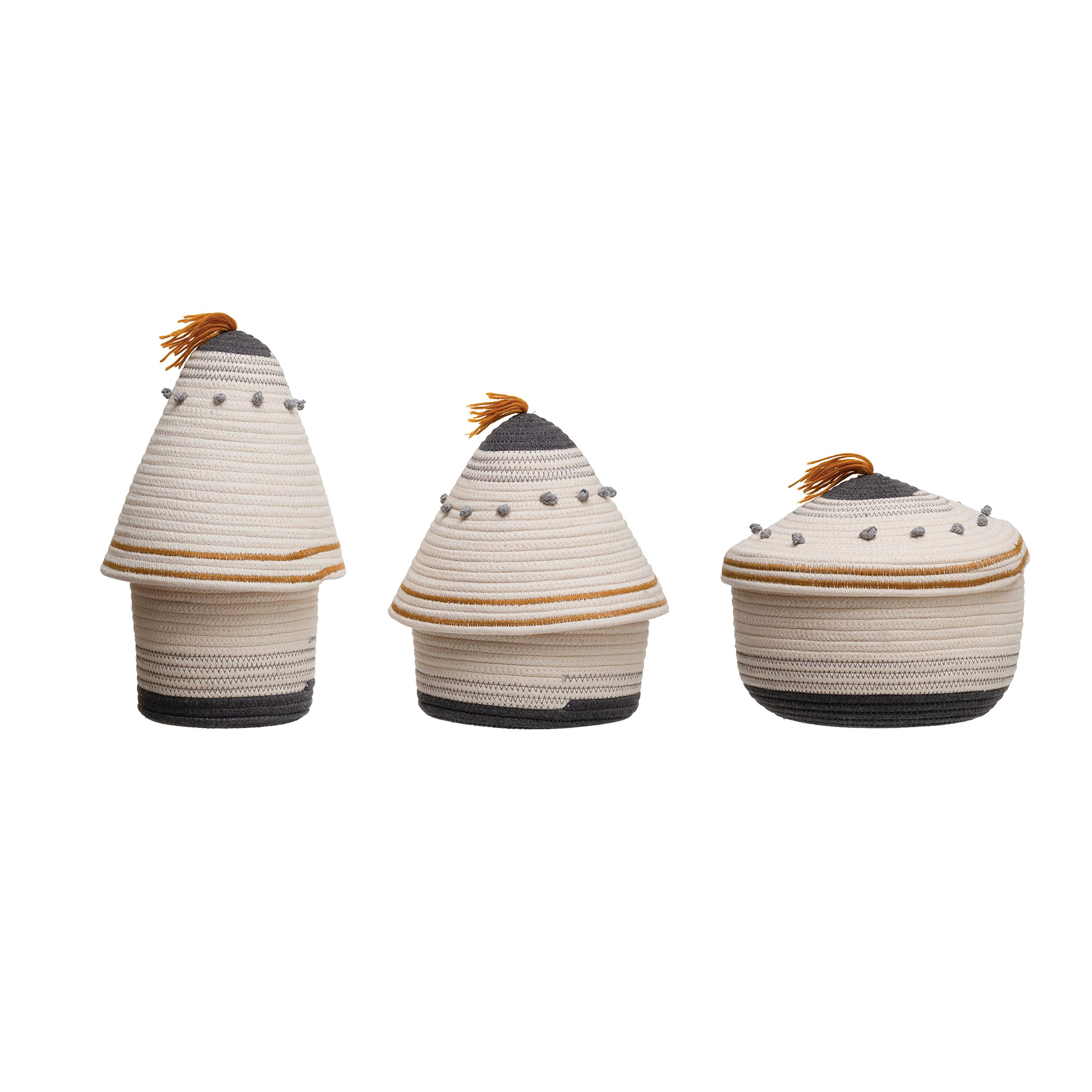 Creative Cotton Rope Basket with Lid - Grey Storage for Home Decor