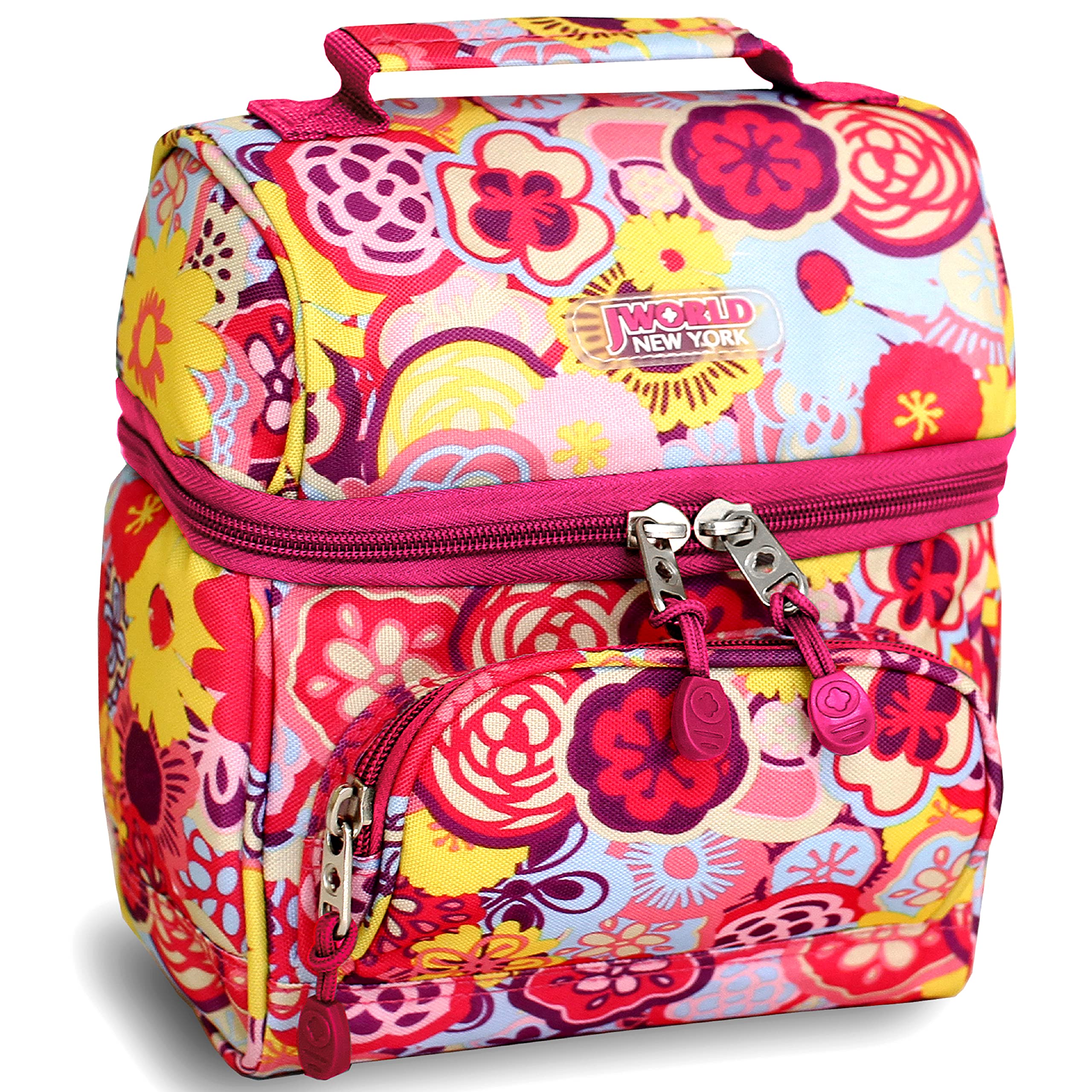 J World Corey Insulated Lunch Bag for Kids, Girls & Women - Leakproof & Thermal Lunch Box for School, Work & Picnics - Poppy Pansy Design