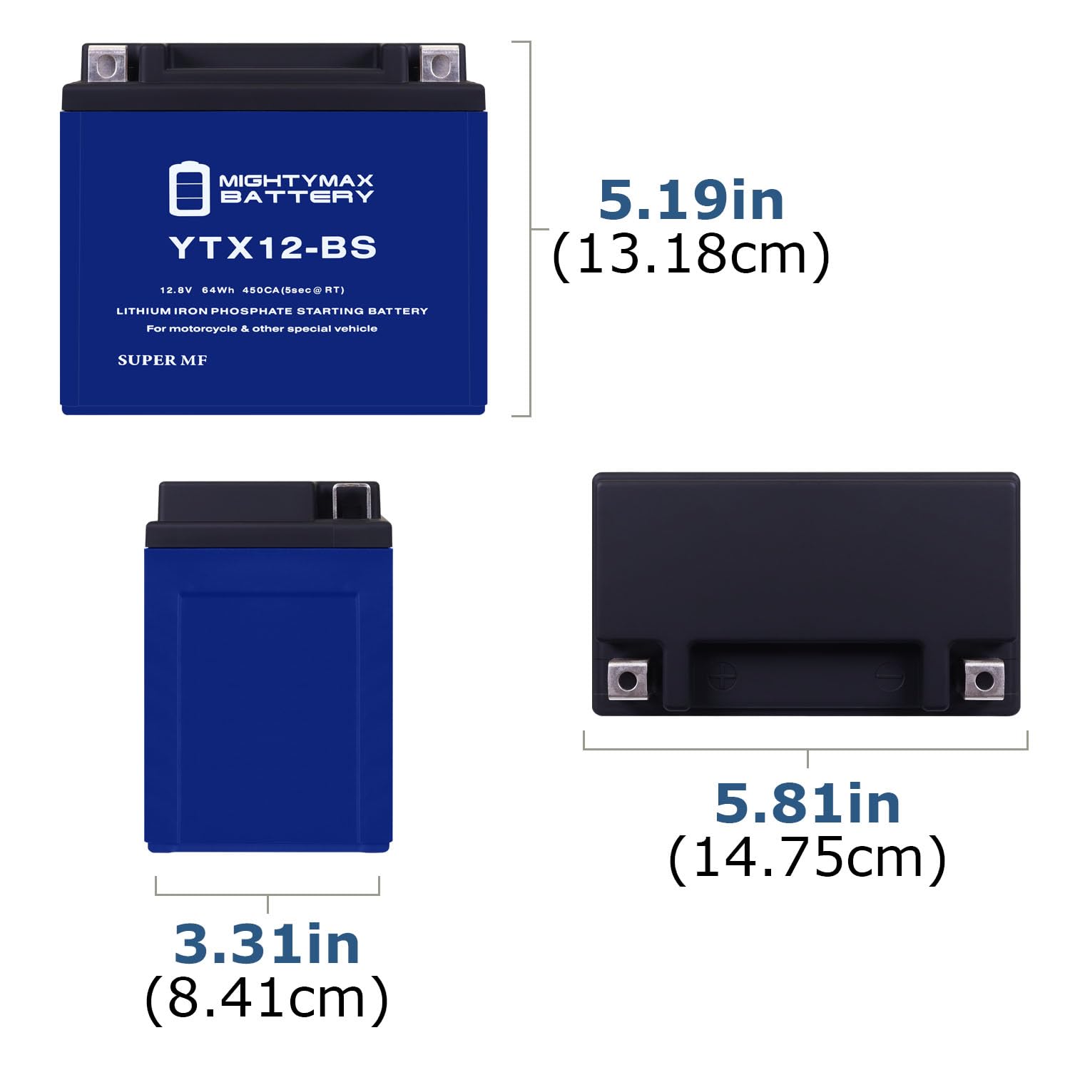 Mighty Max YTX12-BS Lithium Battery Replacement - Compatible with Yuasa Scooter SYM300 Citycom 2008 - Lightweight & Long-Lasting Power for Motorcycles, ATVs, and Scooters - Perfect for Commuting and Urban Riding