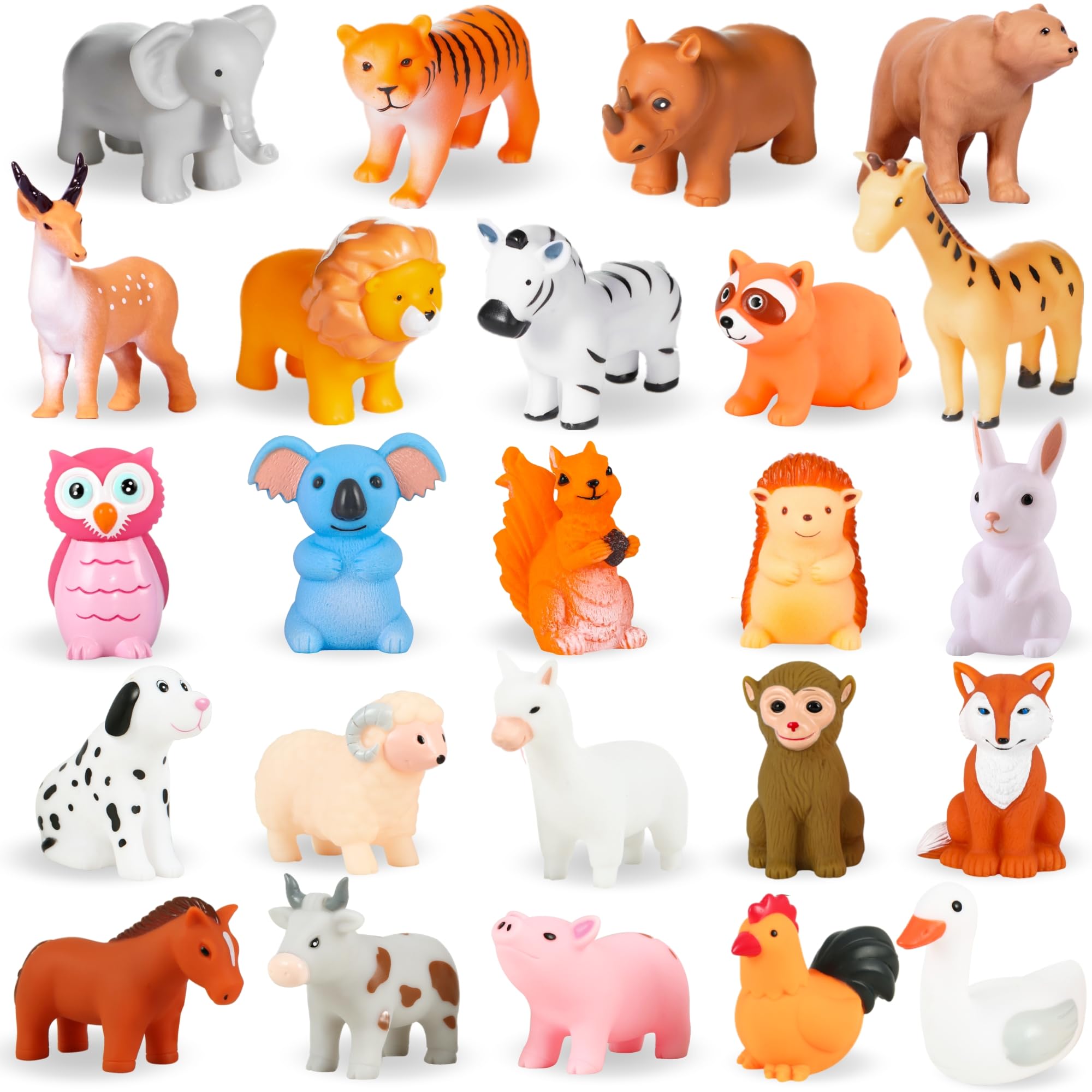 Best Baby Bath Toys for Infants 6-12 Months & Toddlers 1-3 Years - 24-Piece No Hole Bathtub Animal Toy Set - Safe, Fun & Educational Bath Time Play for Kids