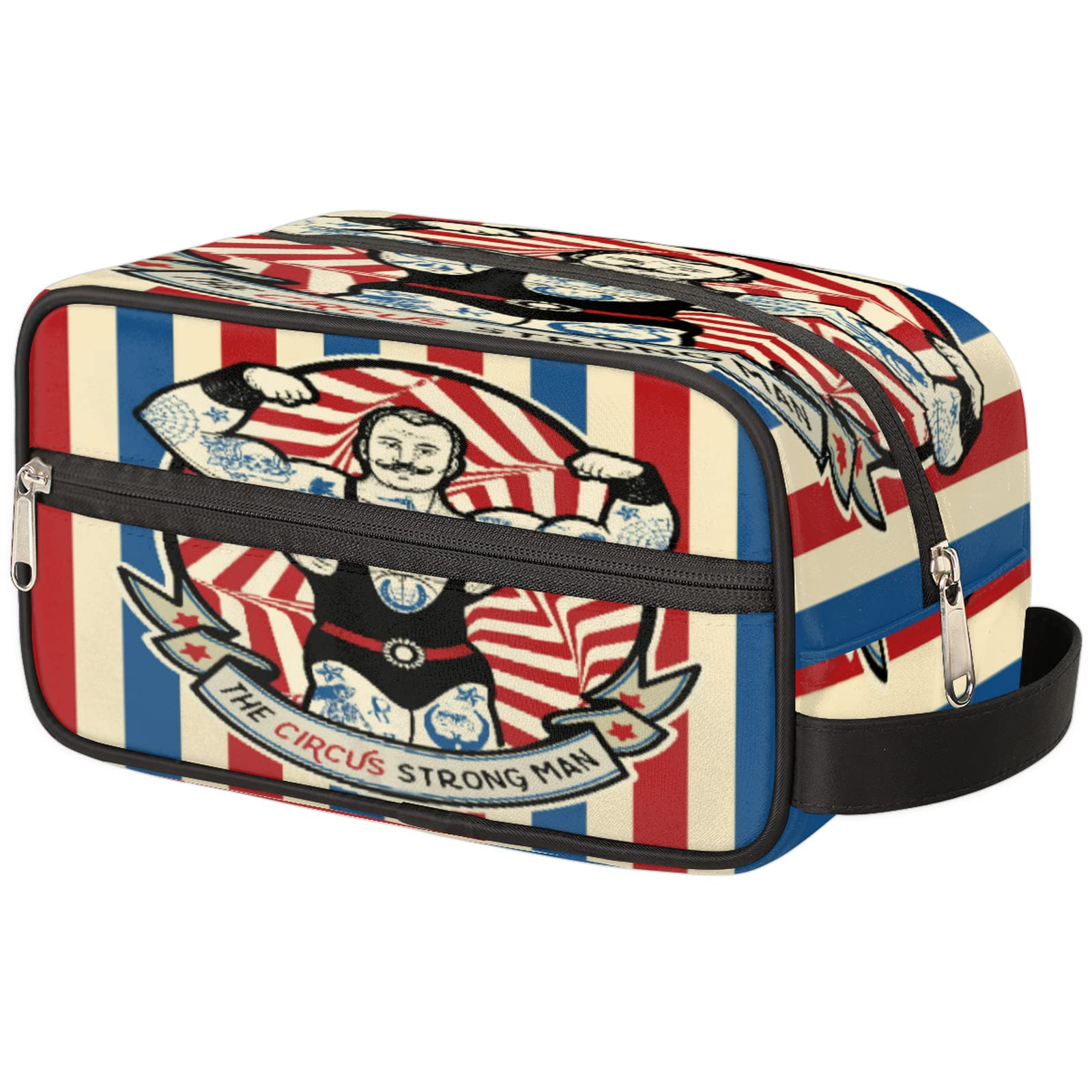 Stripe Toiletry Bag for Women & Men - Large Hanging Travel Cosmetic Bag, Makeup Organizer, Dopp Kit, Shaving Bag - Perfect for Vacation, Gym, Camping & Business Trips