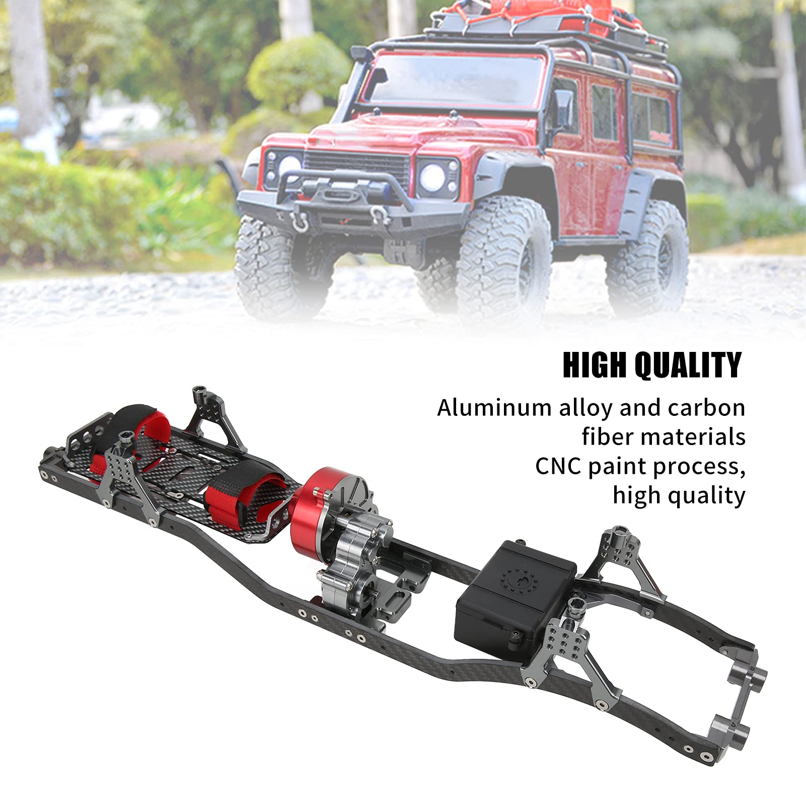 Tuzoo 313mm Wheelbase Heavy Duty Gear Box Chassis Frame for SCX10 1/10 Scale RC Crawler Car - Perfect for Off-Road Rock Crawling & Trail Adventures