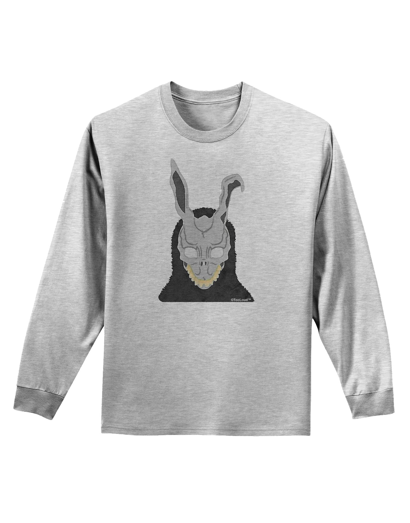 TOOLOUD Scary Bunny Face Watercolor Print Adult Long Sleeve T-Shirt - Halloween Costume, Cosplay & Spooky Party Outfit