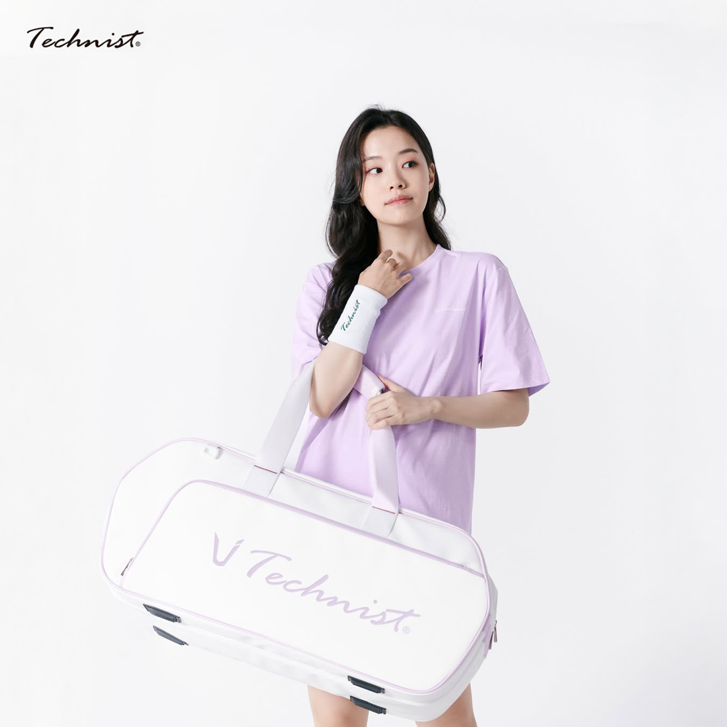 Technist TNB54120 Tennis Racket Bag - Durable Sports Gear for Tennis Players (White/Lavender) | Perfect for Court Training & Tournament Storage