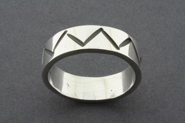 Handmade Etched Zigzag Band Sterling Silver Ring - Elegant Jewelry for Women, Perfect for Gifts, Weddings & Everyday Wear
