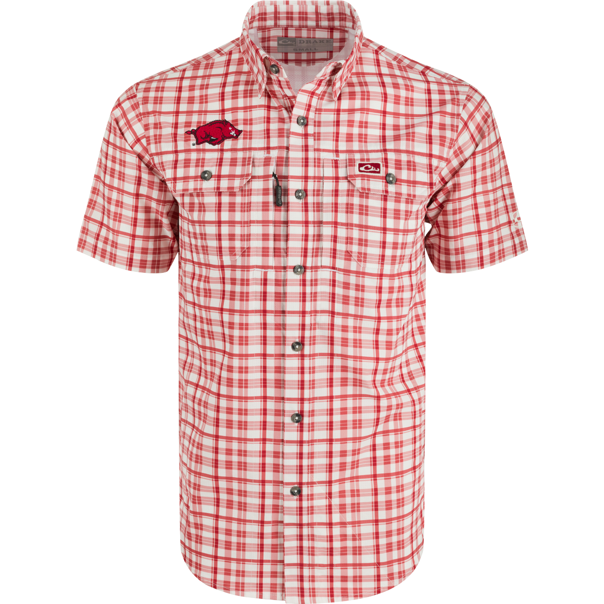 Arkansas Hunter Creek Windowpane Plaid Short Sleeve Shirt for Men - Casual Summer Button Down Shirt for Outdoor Activities & Travel