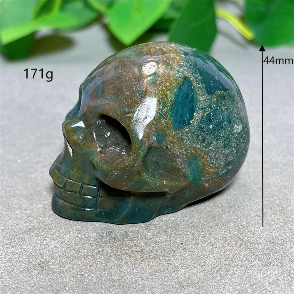 Natural Ocean Jasper Skull Crystal - Healing Quartz Stone for Reiki, Meditation & Spiritual Energy - Handcrafted Home Decor & Unique Gift for Crystal Lovers (Perfect for Yoga Spaces, Altars & Healing Rooms)