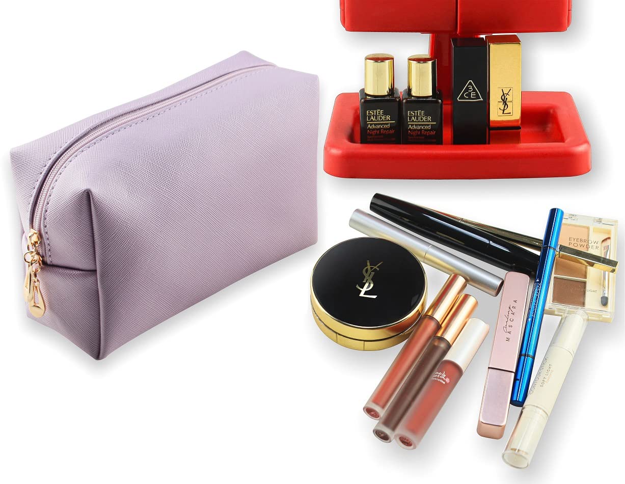 Portable Waterproof Makeup Bag for Women - Small Travel Cosmetic Pouch & Toiletry Organizer (Light Purple) - Perfect for Travel, Gym, and Everyday Essentials Storage