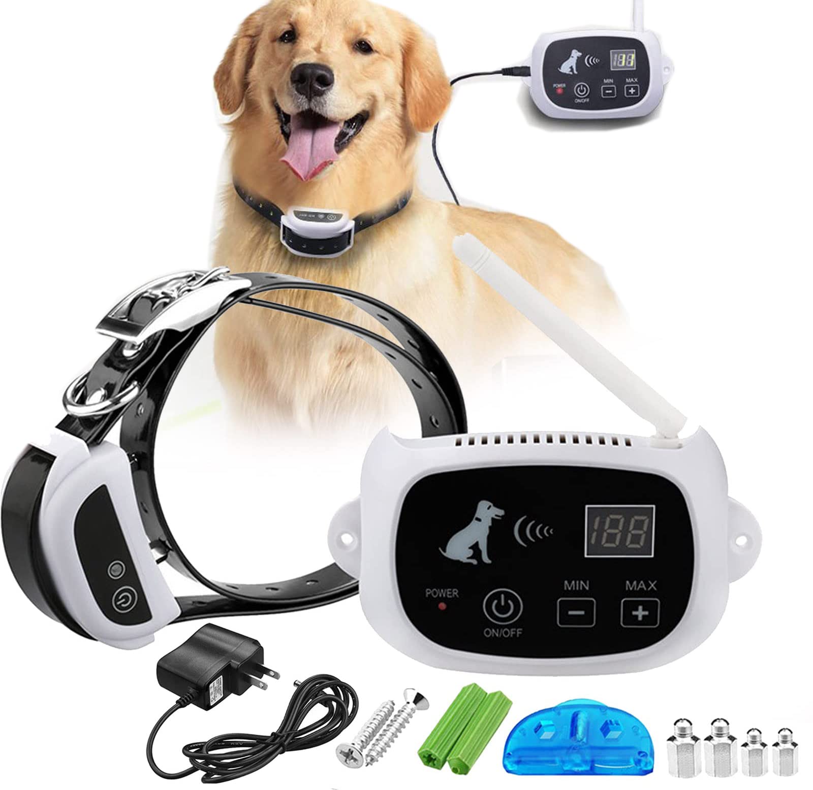 2-in-1 Wireless Dog Fence & Pet Electric Containment System - Safe & Effective Shockproof Waterproof Rechargeable Collar for Small Medium Large Dogs Training - Perfect for Backyard, Park & Outdoor Use (1 Dog)