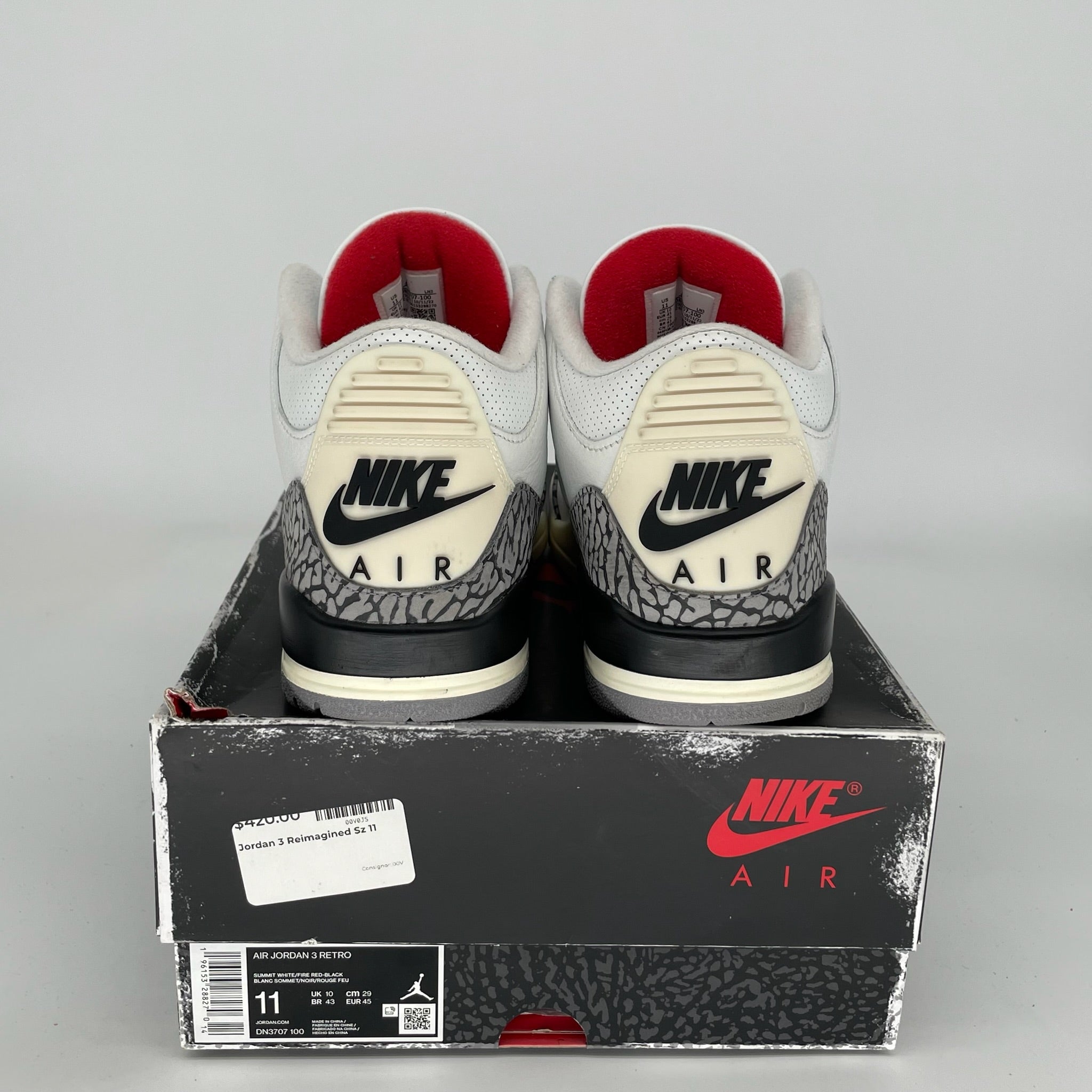 Original Air Jordan 3 White Cement Reimagined Men's Basketball Shoes - Size 11 (DN3707-100) | Retro Sneakers for Streetwear & Casual Outfits