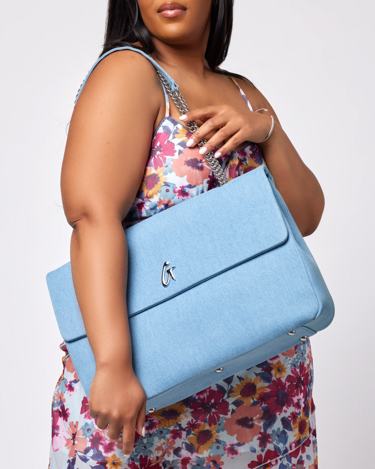 XL Denim Silver Flap Bag - Stylish & Spacious Crossbody Purse for Women | Perfect for Work, Travel & Everyday Use