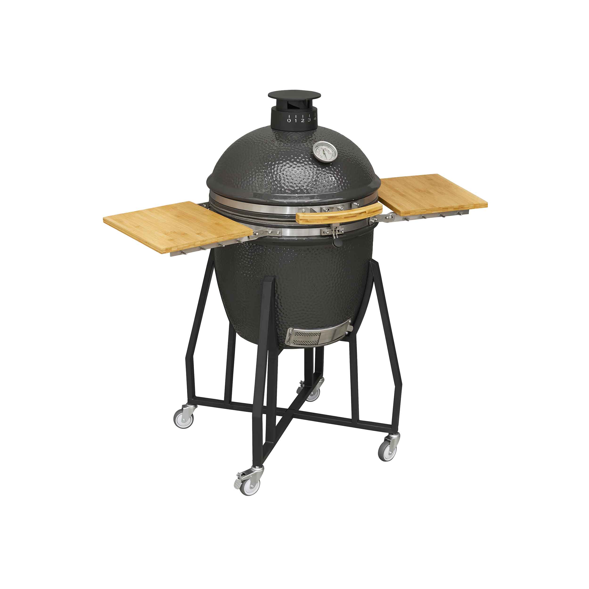 Premium Kamado Style Ceramic Charcoal Grill & Smoker - 22 Inch (56cm) Outdoor BBQ Oven with Wheels & Stand - Perfect for Backyard Grilling, Smoking, and Outdoor Cooking Parties