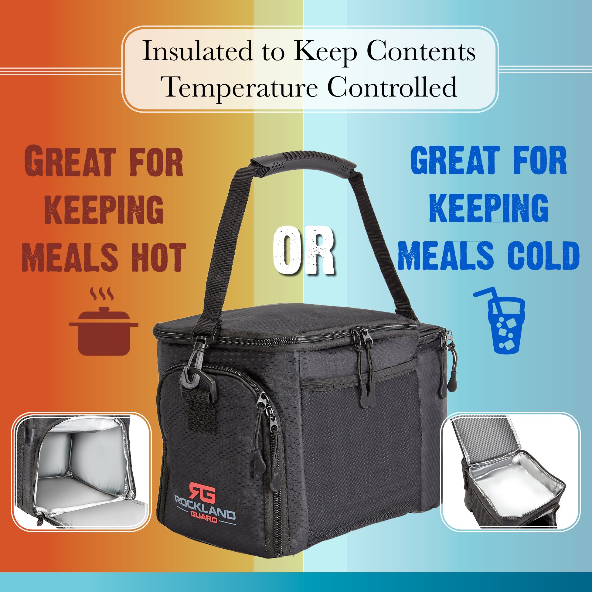 Insulated Lunch Bag for Work & Travel - Meal Prep with Compartments for Food Containers & Bottles - Perfect for Office, Picnic & Camping - Black
