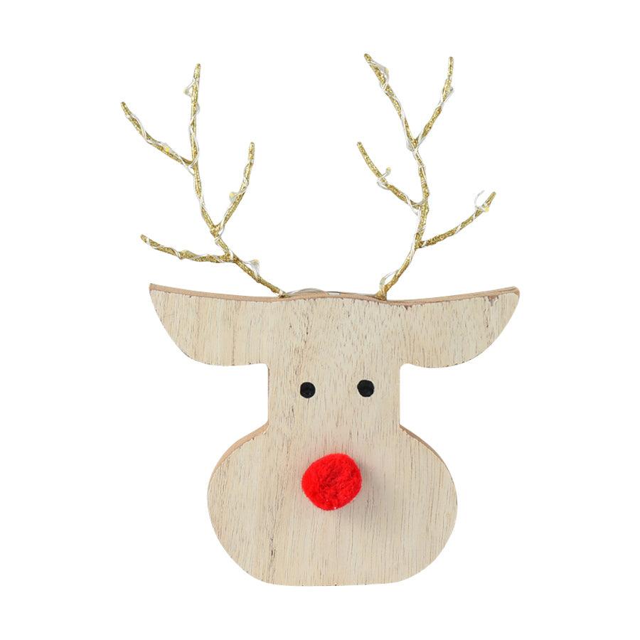 INGE Reindeer with LED Antlers - 20.5 cm Christmas Light-Up Decor for Home, Party & Holiday Decoration