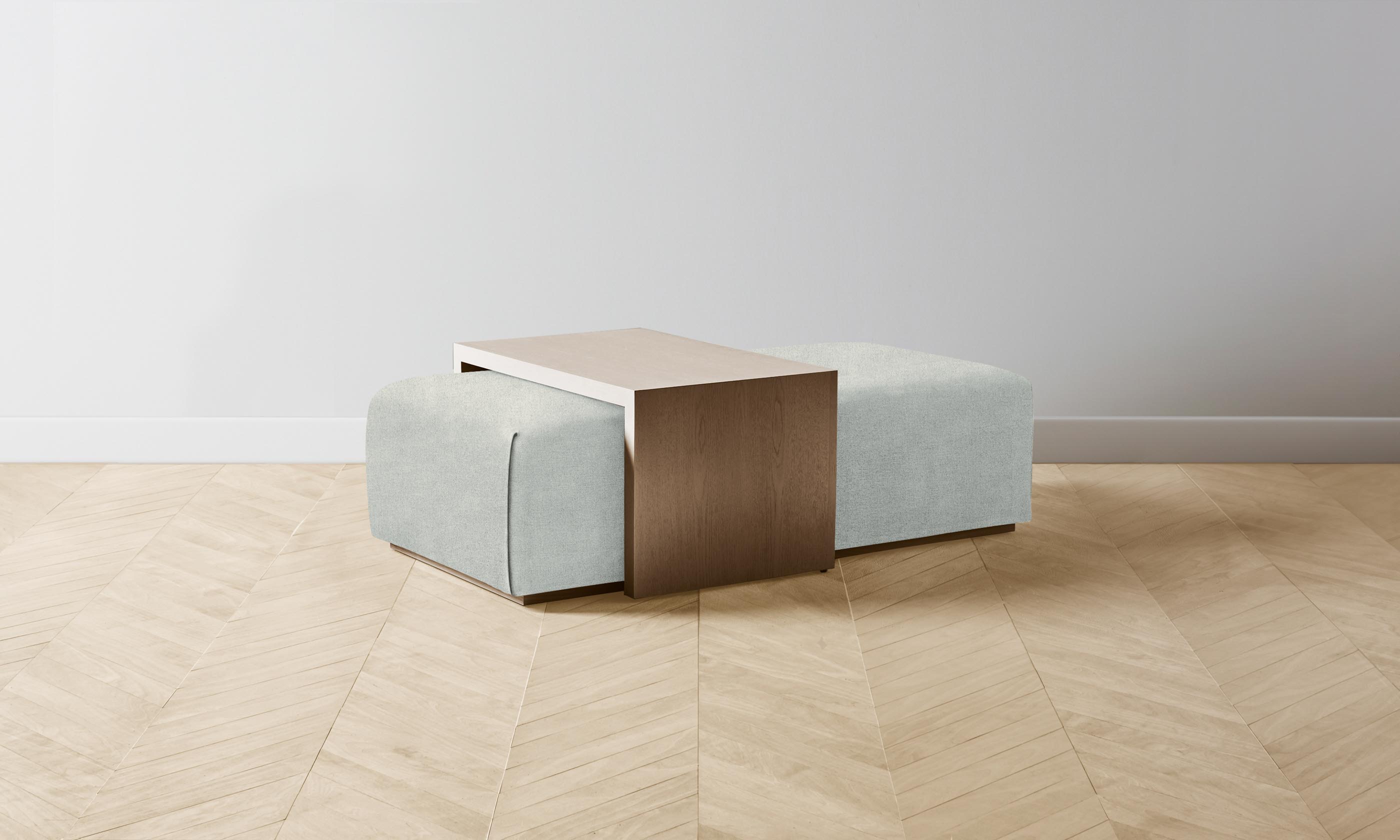The Bowery Ottoman - Performance Mélange Weave Seaglass Upholstered Storage Bench | Modern Living Room, Bedroom & Entryway Furniture for Small Spaces