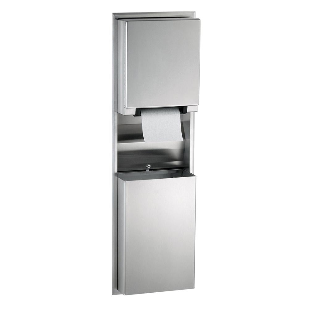 Bobrick B39747 ClassicSeries Convertible Automatic Towel Dispenser & Waste Receptacle - Recessed Satin Stainless Steel - Ideal for Restrooms, Hospitals, and Commercial Spaces