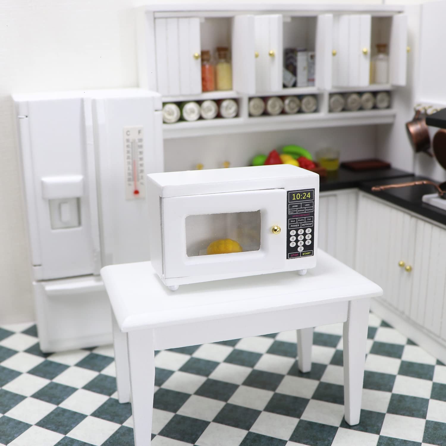 1:12 Scale Miniature Microwave Oven - High Simulation Dollhouse Kitchen Accessories, Mini Furniture & Appliances for Realistic House Decoration (White) | Perfect for Dollhouse Displays, Miniature Collections & DIY Craft Projects