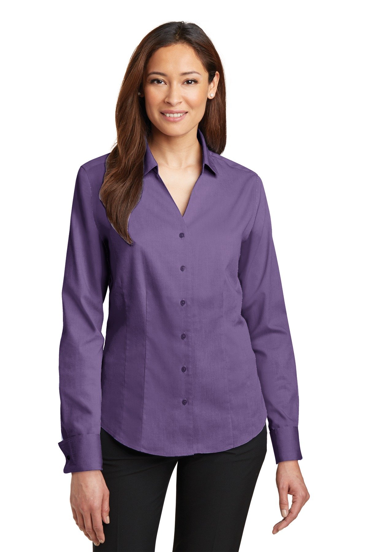 Red House Women's French Cuff Non-Iron Pinpoint Oxford Shirt - Professional Office Wear & Business Casual Attire for Women