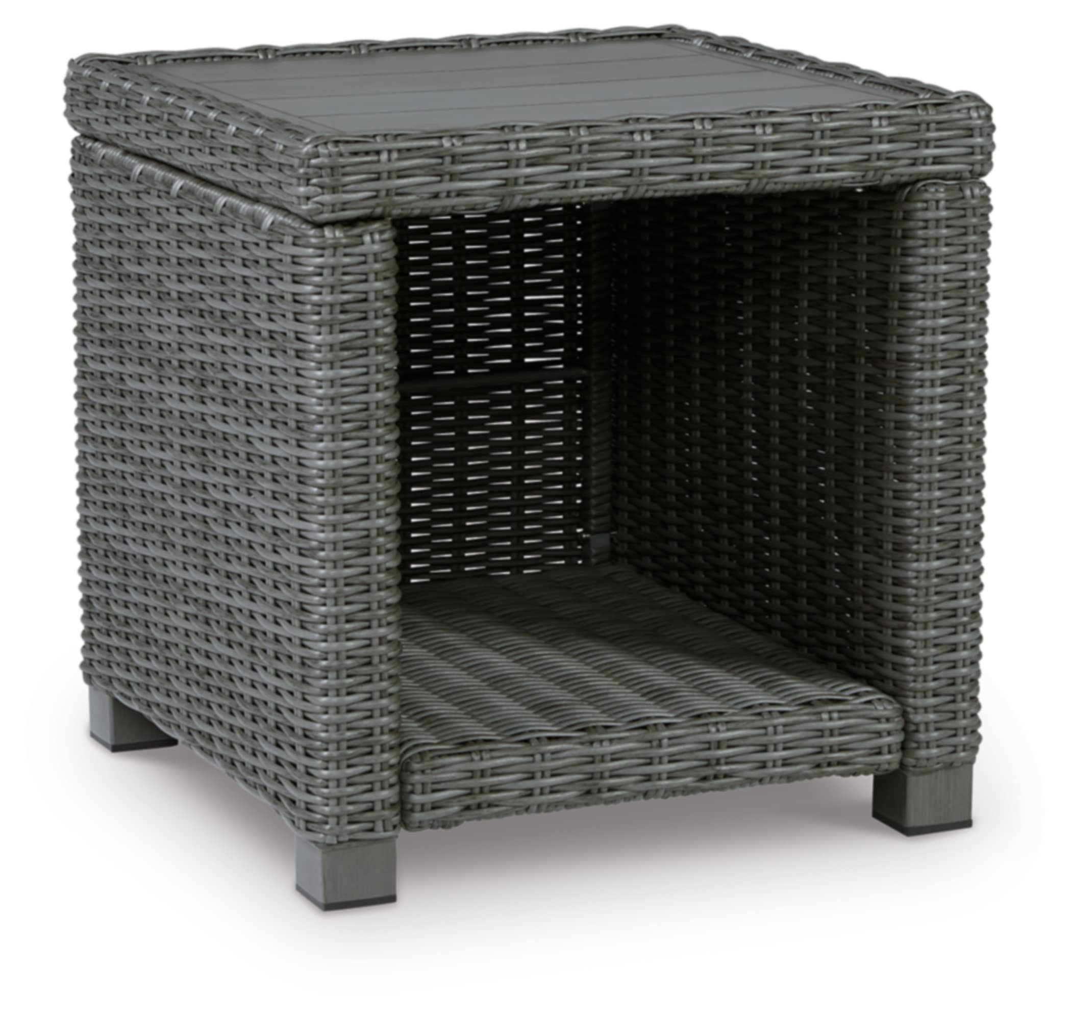 Ashley Elite Park Outdoor Wicker Patio End Table - Weather-Resistant Gray Side Table for Garden, Poolside & Patio Furniture Set