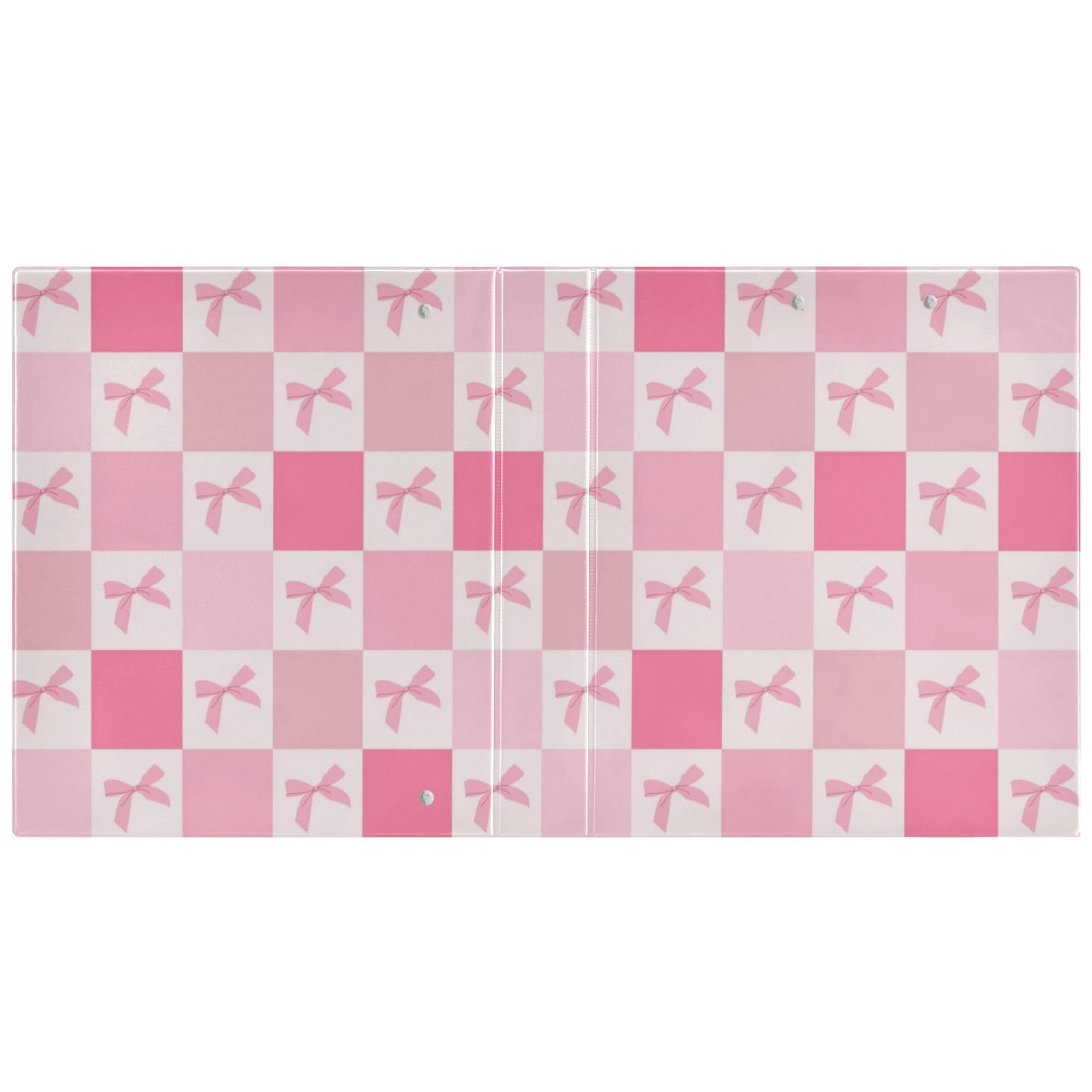 Pink Checkered 3-Ring Binder with Bow Design - Metal Clip Notebook for School, Office & Home - 1 Pack | Perfect for Organizing Notes, Documents & Homework