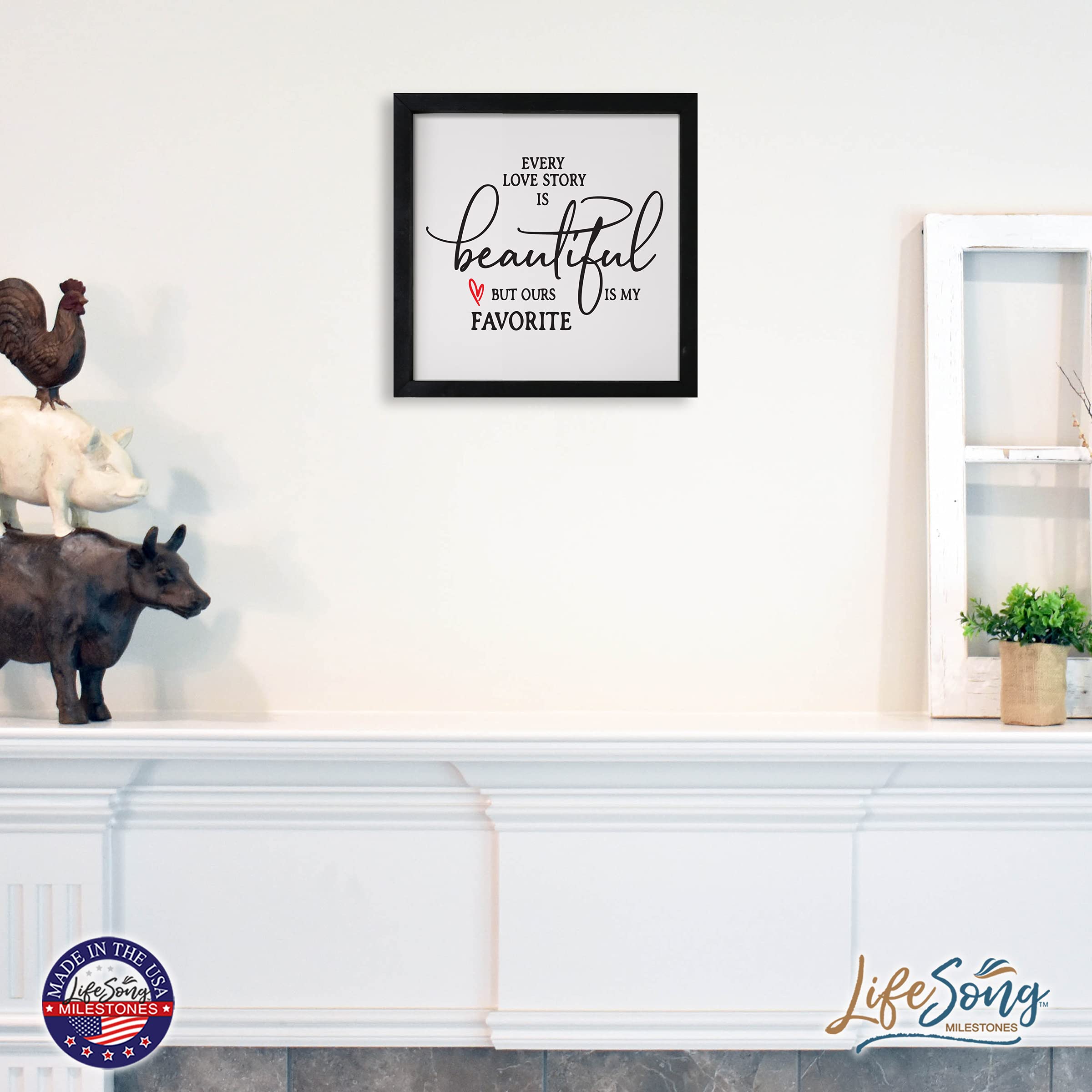 LifeSong Milestones Custom Inspirational Wooden Wall Art - 7x7 Framed Shadow Box with Funny Modern Quotes, Perfect for Home Decor, Wedding Gift & Nursery Wall Hanging (Black)