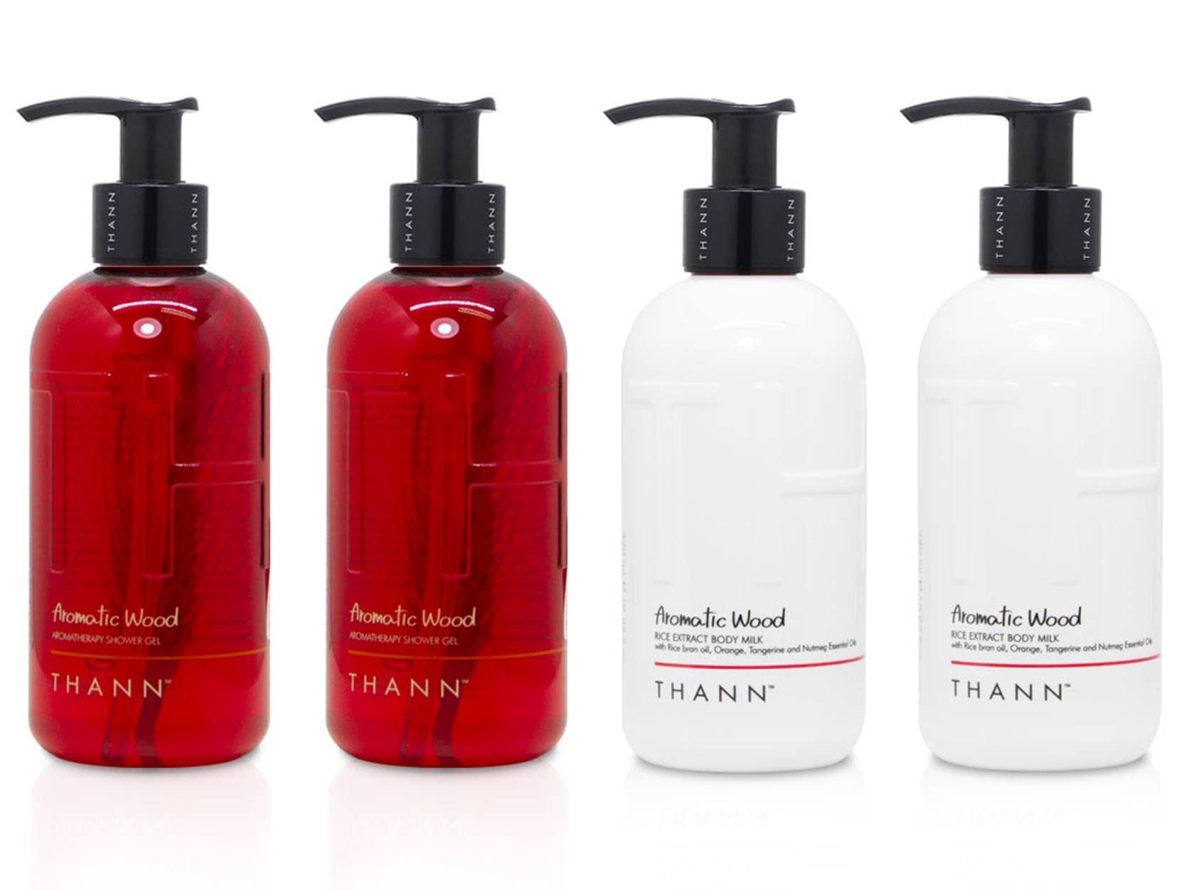 THANN Aromatic Wood Shower Gel & Body Milk Gift Set - Natural Moisturizing Body Wash & Lotion for Dry Skin - Perfect for Spa Day, Relaxation & Self-Care Routine