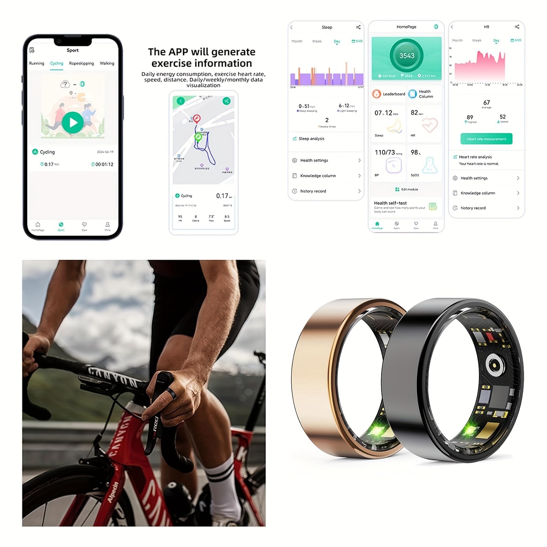 Smart Health Ring for Women & Men - Fitness Tracker with Blood Oxygen, Heart Rate, Blood Pressure & Sleep Monitoring | IP68 Waterproof | No Subscription Fee | Compatible with iPhone & Android (Silver, Size 8) | Perfect for Workouts, Sleep Tracking & Daily Health Monitoring