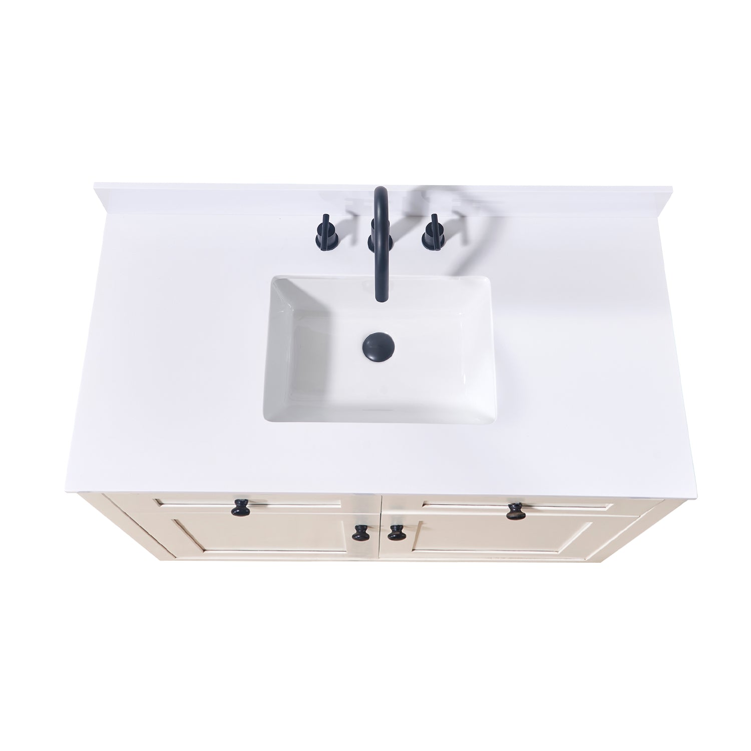 Andalo Stone Effect Single Sink Vanity Top in Snow White with White Sink - Perfect for Bathroom Remodeling & Modern Home Decor
