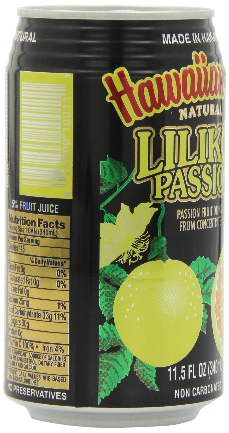 Hawaiian Sun Lilikoi Passion Fruit Juice Drink - 11.5 Fl Oz (Pack of 24) | Tropical Flavored Beverage for Breakfast, Snacks & Parties | Refreshing Hawaiian-Inspired Drink