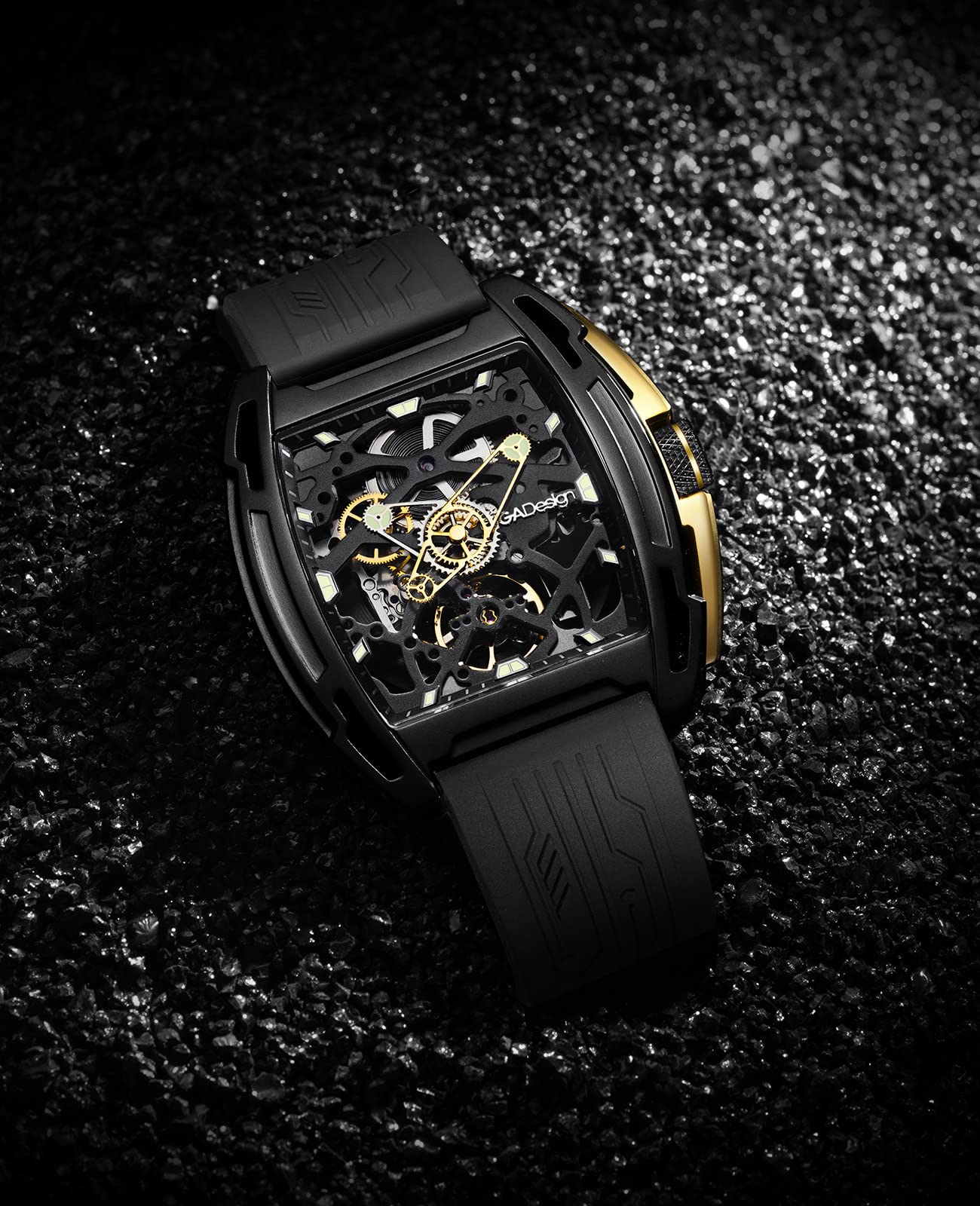 CIGA Design Z Series Automatic Skeleton Mechanical Watch for Men & Women - Luxury Tonneau Case with Leather & Silicone Strap, Stainless Steel Business Dress Waterproof Timepiece - Perfect for Office, Formal Events & Gift Giving