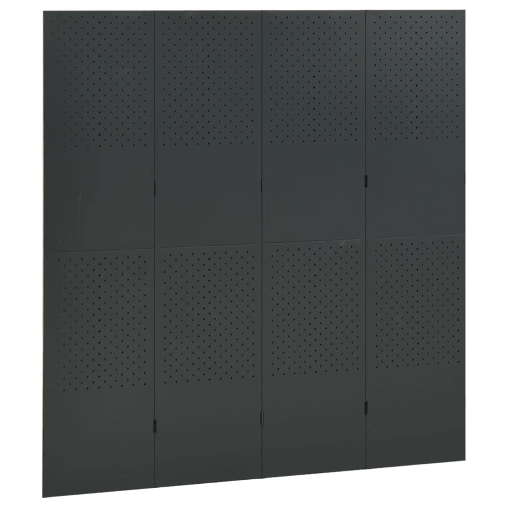 VidaXL 4-Panel Steel Room Divider Screen - 2 Pack Anthracite, 63