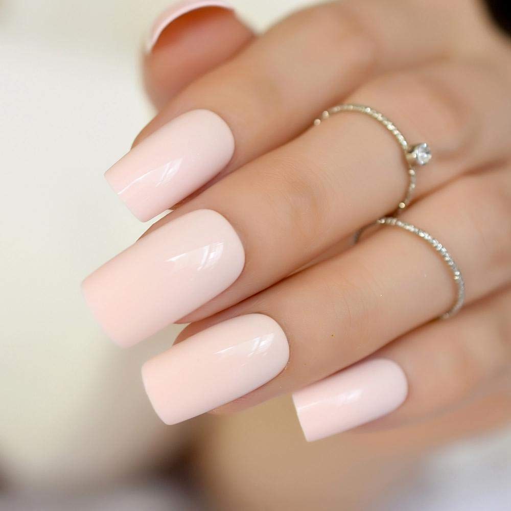 HUJL False Nails - Dreams Fake Nails Set, Sugar Pink Medium & Long Press on Nails with DIY Tips | Perfect for Parties, Weddings, Date Nights & Special Occasions