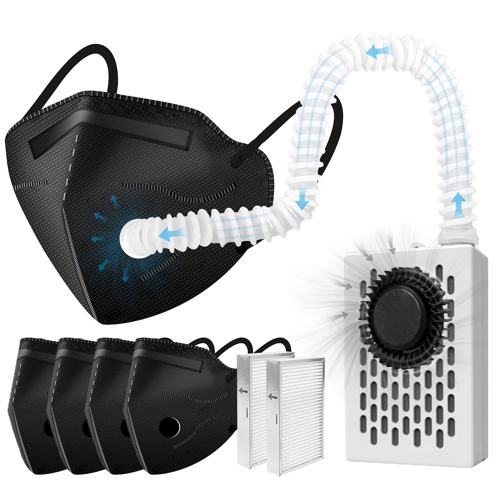 Electric Wearable Air Purifier Mask with HEPA Filter - Rechargeable Portable Breathing Protection for Dust, Painting, Machine Polishing & Welding | Ideal for Construction, Woodworking & Industrial Work Safety