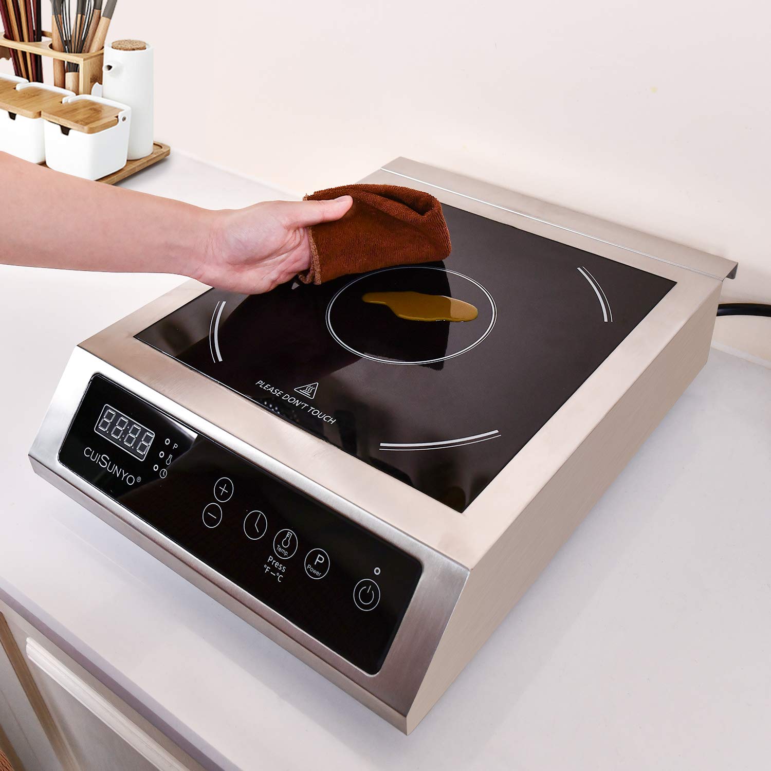 Commercial Induction Cooktop 500-3500W 240V - Portable Countertop Burner with 10 Power Levels, 12 Timer Settings & LCD Screen - Stainless Steel Electric Stove for Home, Restaurant & Outdoor Cooking