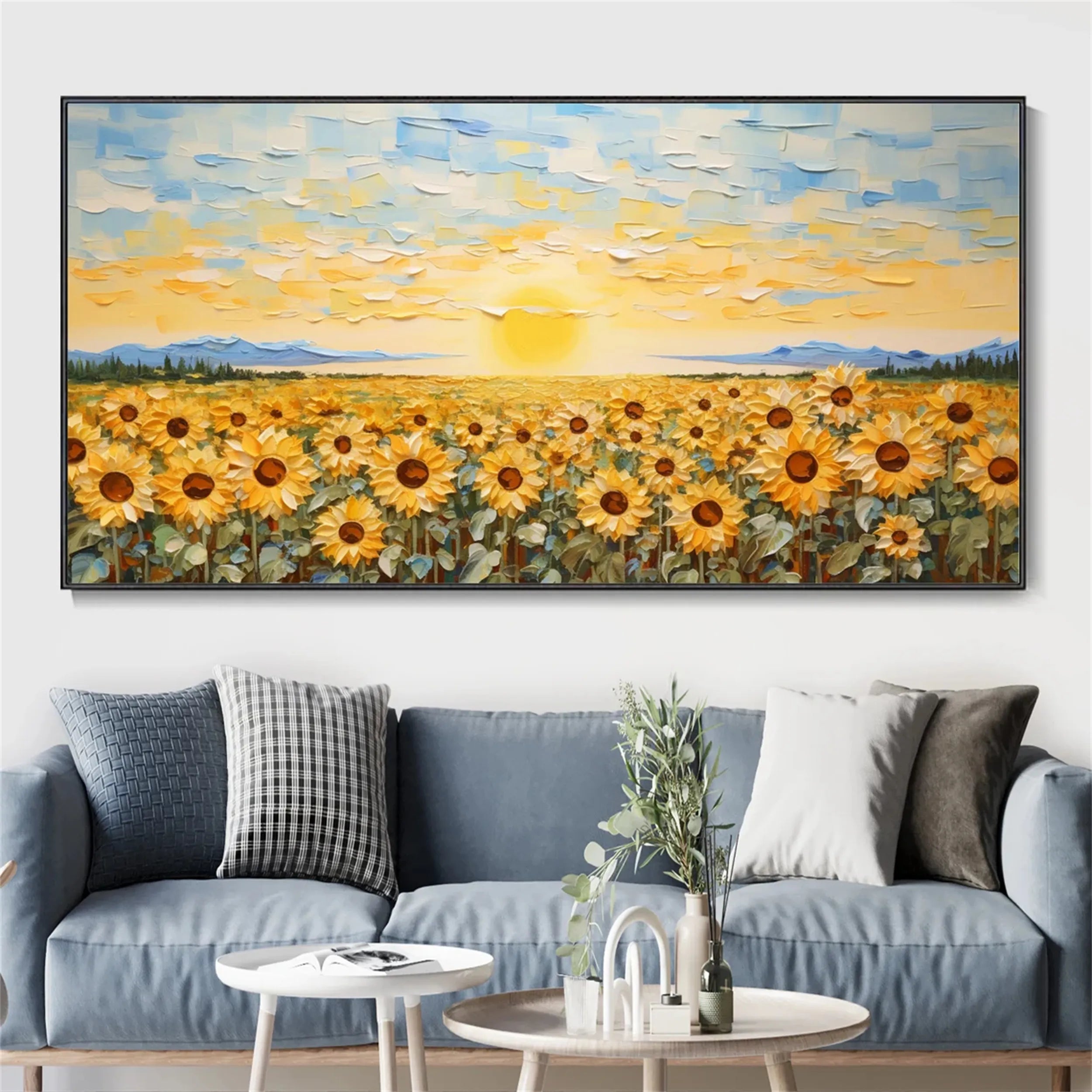 Beautiful Flower and Tree Painting #FT082 - Handmade Canvas Art for Home Decor, Living Room, Bedroom & Office Wall Art
