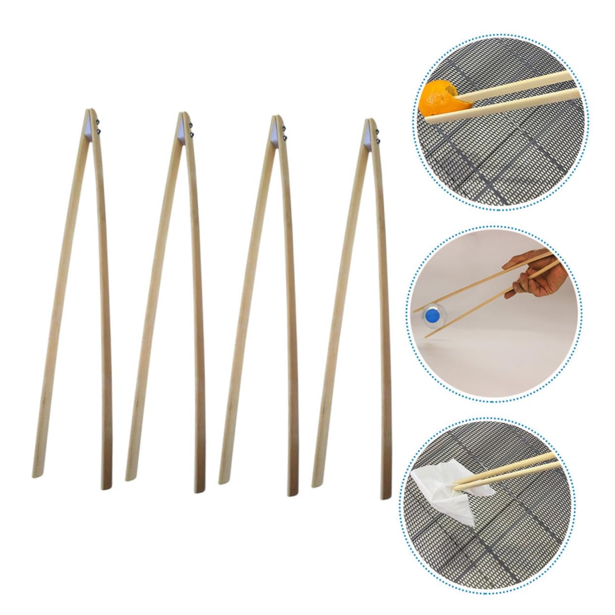 DOITOOL 4-Piece Firewood Grabber Tool Set - Extra Long Bamboo Fireplace Tongs, Crab Log Tongs & Waste Picker for Wood Stove, Camping, and Yard Cleanup - Heavy Duty Reaching Grabber Tool for Fireplace, BBQ, and Outdoor Use