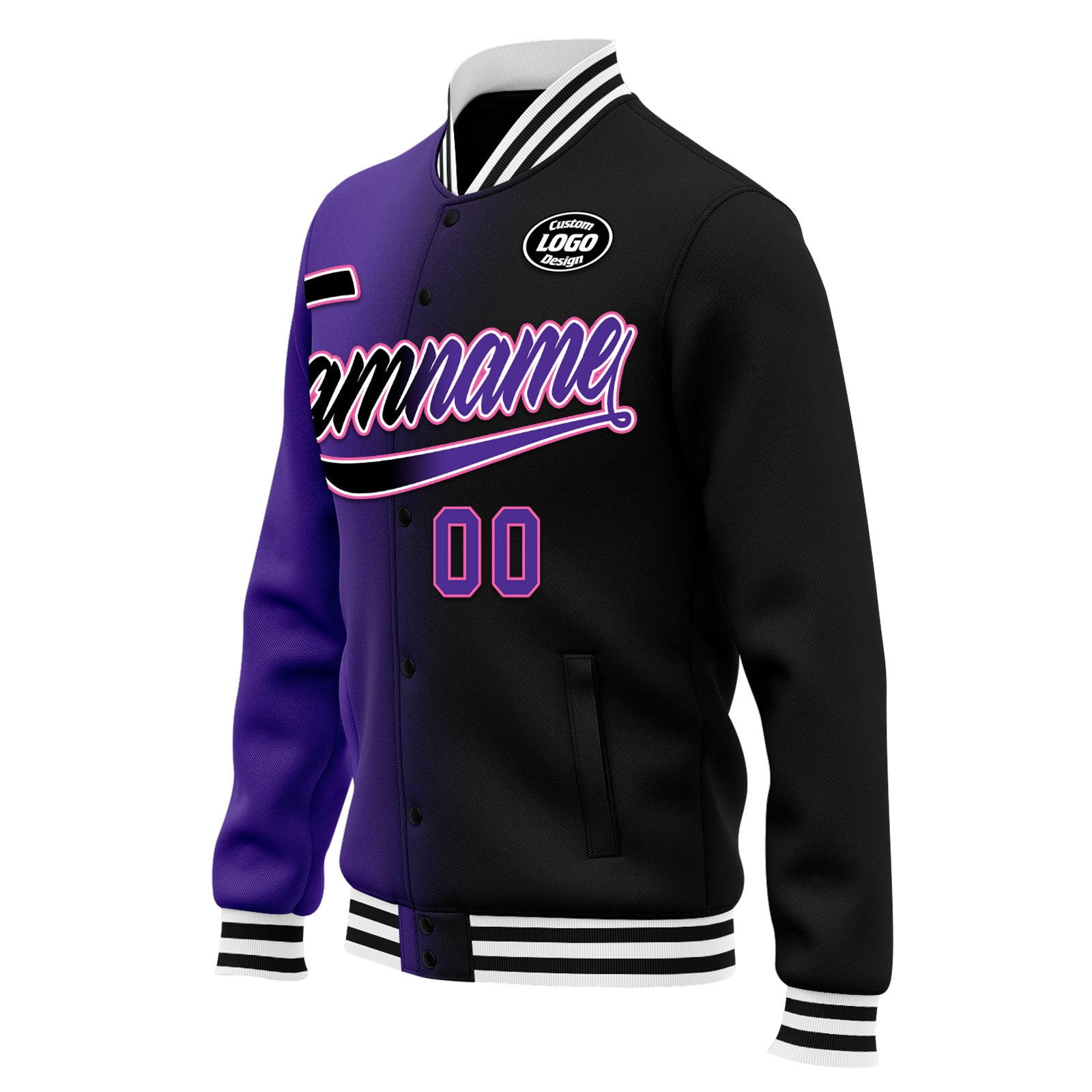 Custom Gradient Bomber Jacket - Personalized Varsity Letterman Jacket with Full Snap Closure | Fashionable & Stylish Outerwear for Men & Women | Perfect for Casual Wear, Street Style & School Events