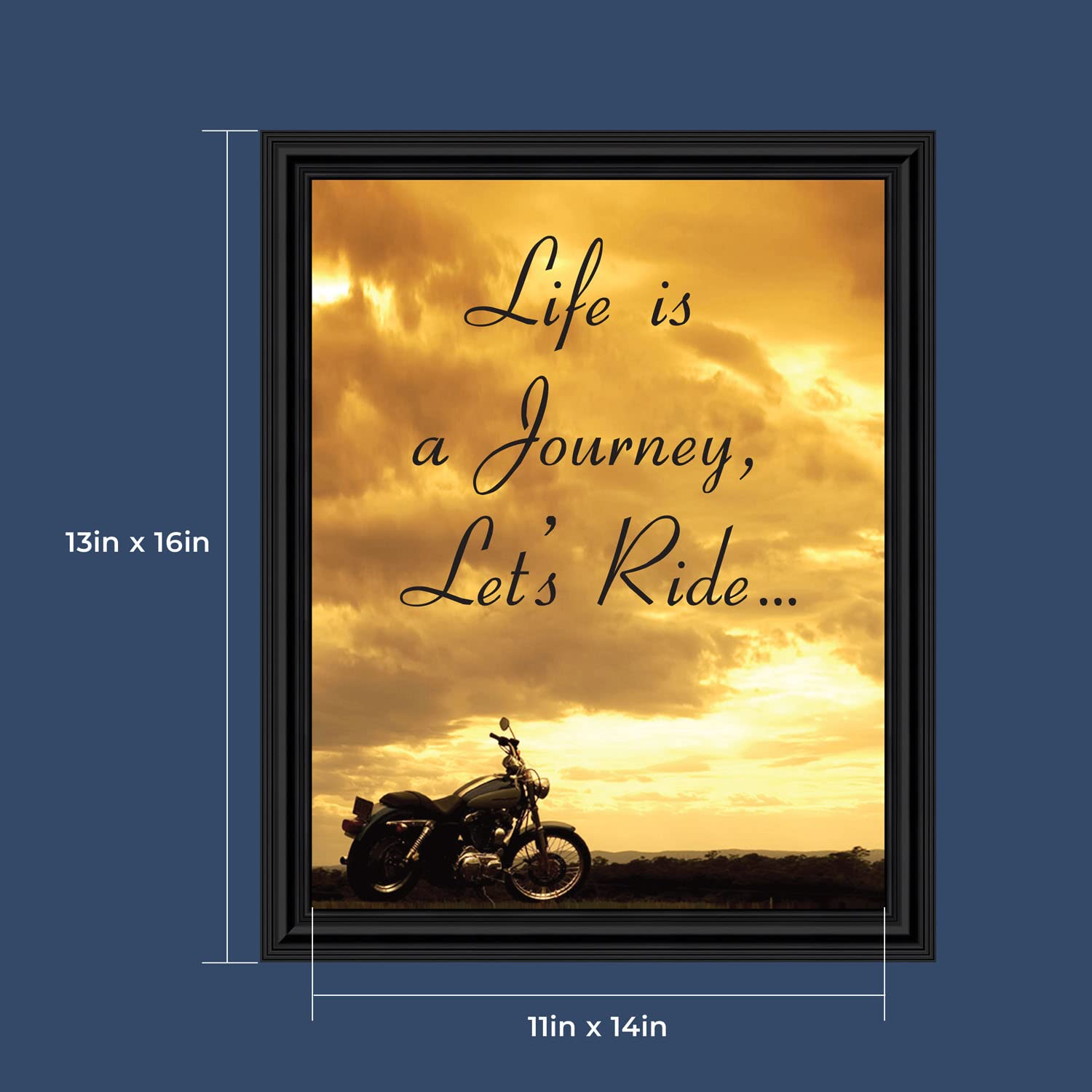 Harley Davidson Classic Picture Frame - Home Decor Wall Art for Men & Women - Perfect for Wedding, Christmas, Birthday Gifts (2116B) - Ideal for Living Room, Office & Man Cave Decorations
