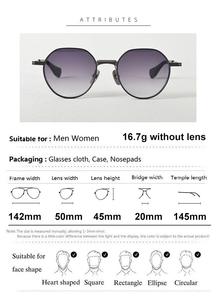 Aimee Unisex Full Rim Flat Top Round Titanium Sunglasses 19150 - Lightweight Polarized UV Protection Eyewear for Men & Women | Perfect for Driving, Outdoor Sports & Fashion Accessories
